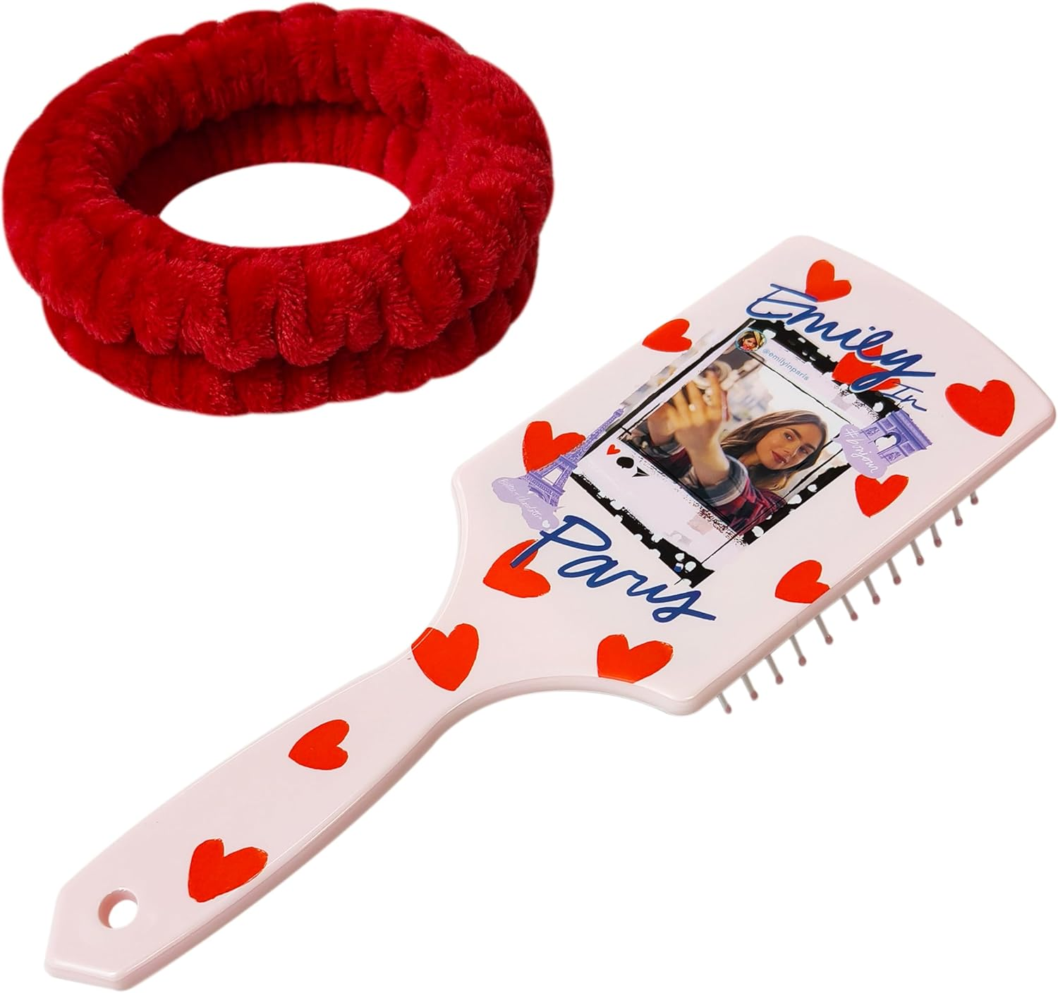 LUV HER Kids Hair Brush & Spa Headband Set for Girls - Features Emily in Paris - Fun Grooming Kit for Detangling, Styling & Skincare - Soft & Stretchy One Size image number 5