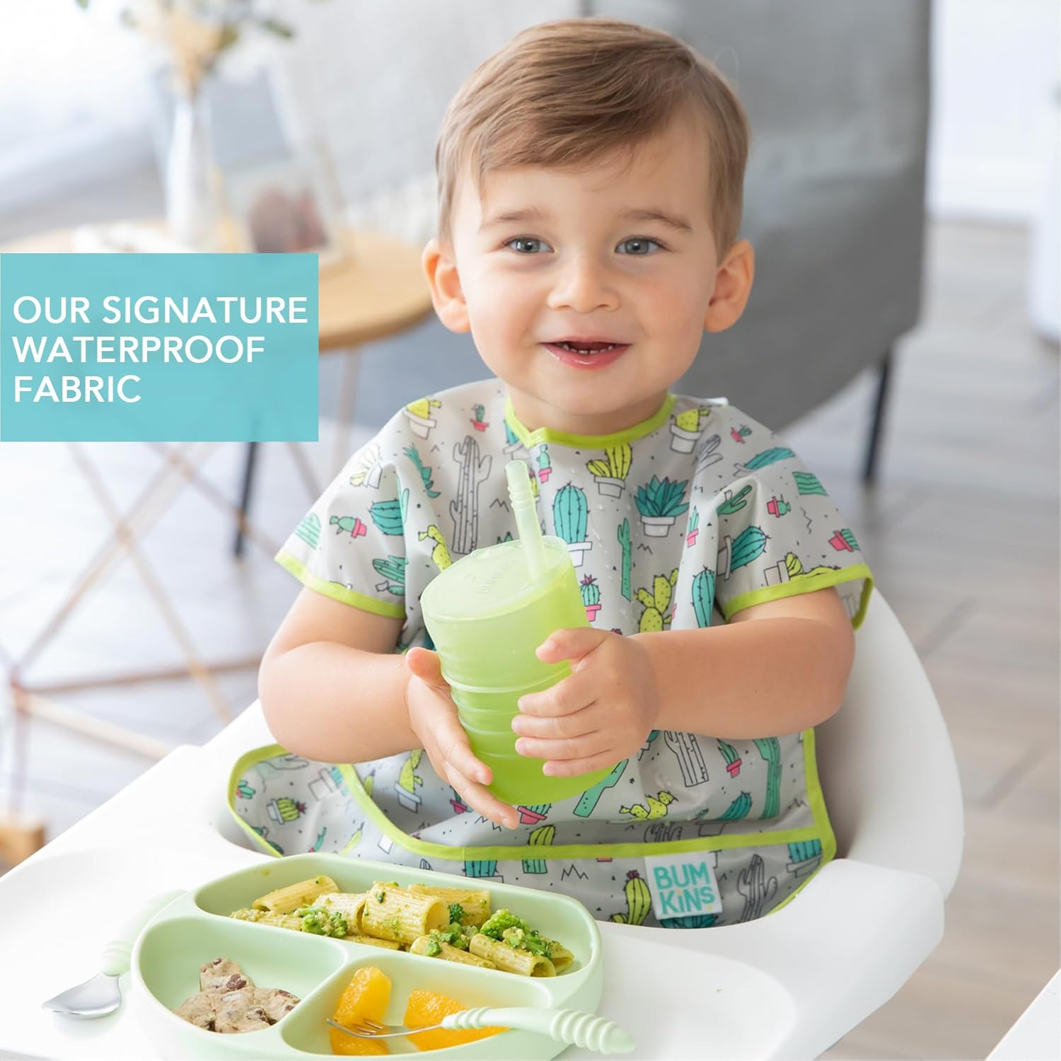 Bumkins Waterproof Junior Bib, Cacti (1-3 Years) image number 4