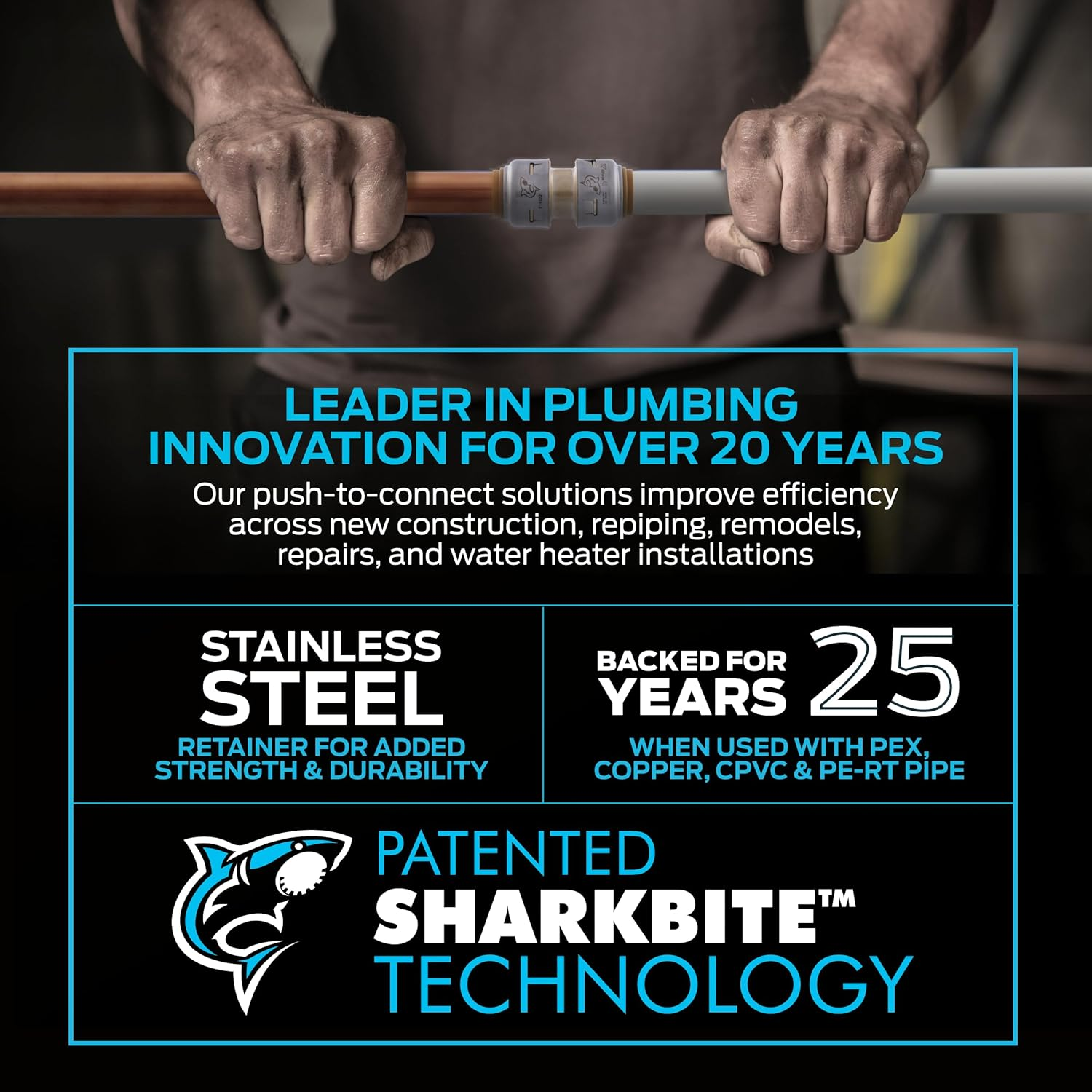 Sharkbite Max 1/2 Inch Polybutylene Transition Coupling, Push to Connect Brass Plumbing Fitting, PEX Pipe, Copper, CPVC, PE-RT, HDPE, UR4008A image number 6