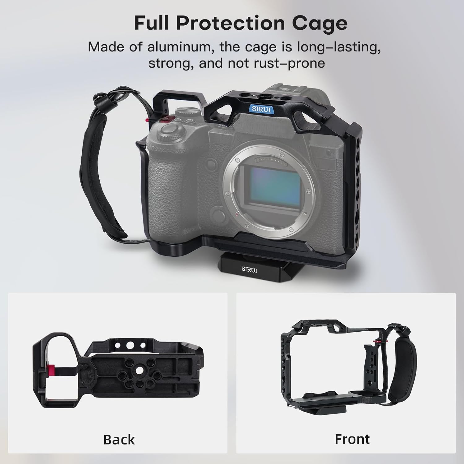 SIRUI Full Cage Kit with Top Handle for Panasonic LUMIX S5II/S5IIX, Arca-Swiss Compatible, with 1/4"-20 Thread Holes, ARRI 3/8"-16 Mounting Holes, Cold Shoe and NATO Rail image number 6
