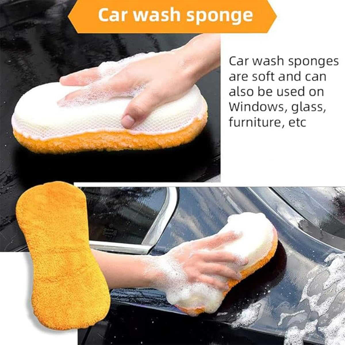 AIMALL 9PCS Microfibre Car Cleaning Kit with Wash Mitt, Wheel Brush, Waxing Sponge, Drying Towels and Polishing Cloths for Interior Exterior Auto Detailing image number 5