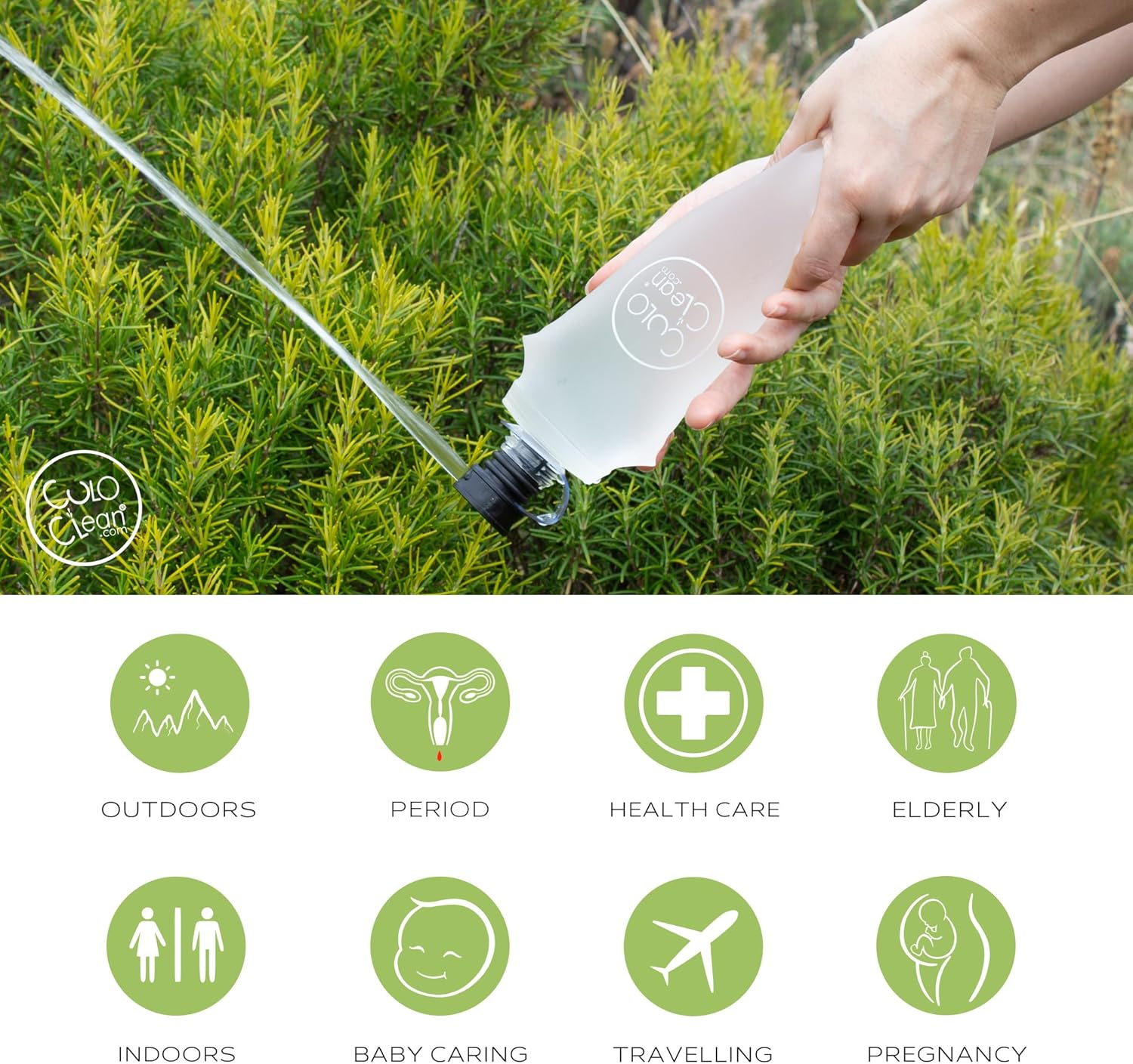 Culoclean Portable Bidet with Flexible Bottle (500Ml, 16.9 Fl Oz) - Ideal for Travel, Hiking, Toilet or Camping. Ultralight (34G, 1.2 Oz). Includes Culoclean (Black), Flexible Bottle, and Hanger image number 4