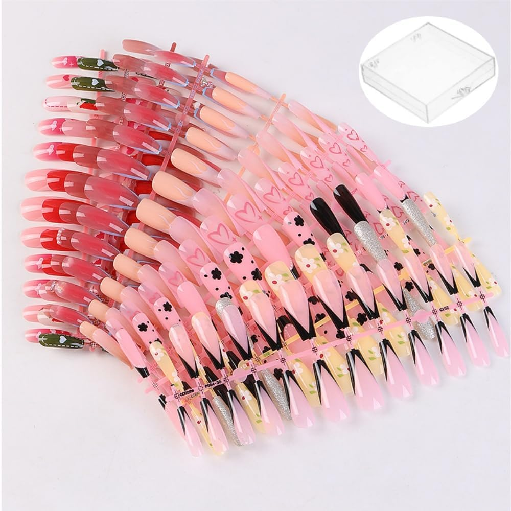 Fabselection Nail Art Storage Box, 12 PCS Display Shelf Display Shelves Fake Nails Clear Display Stand Nail Tip Case Holder Nail Art Container Fake Nail Container Nail Salon Supplies image number 1