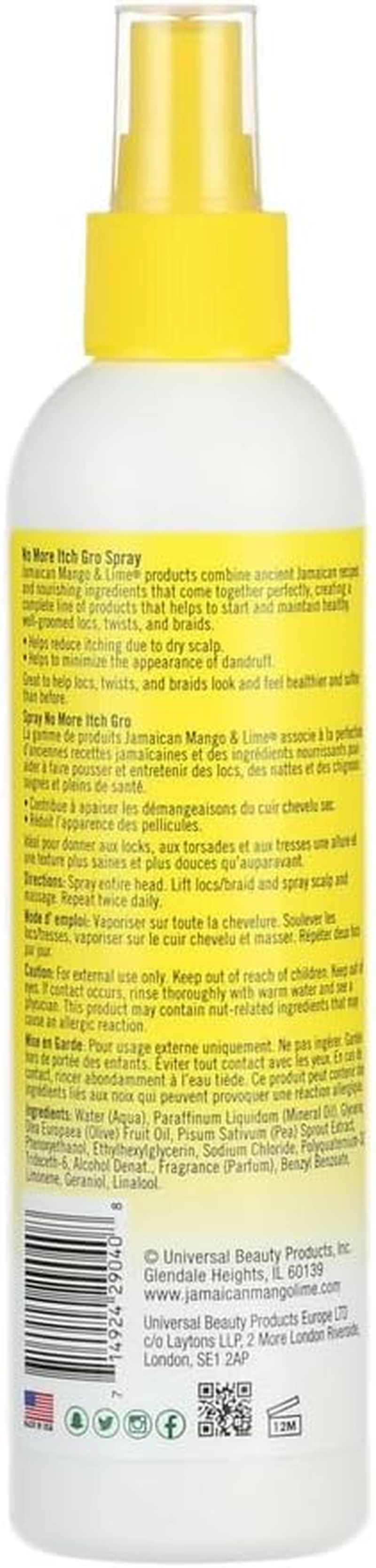 Jamacican Mango & Lime No More Itch Grow Spray 8Oz with Tingle Shampoo 8Oz & Locking Gel Resistant Formula 6Oz image number 1