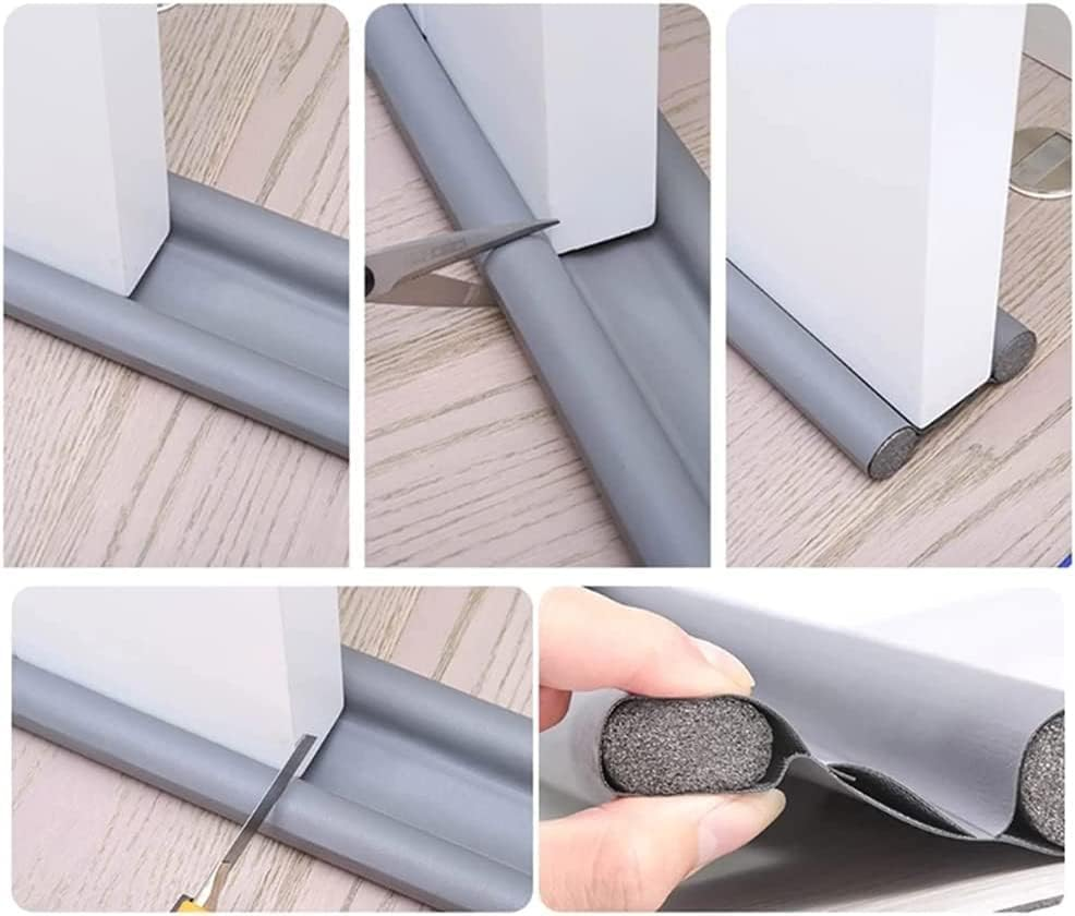 1 Pack Twin Door Draft Stoppers, 96CM Double Side Door Draft, Tailorable Noise Blocker Reduction Windshield under Door Bottom Seal Strip Energy Saving for Bottom of Doors(Grey)