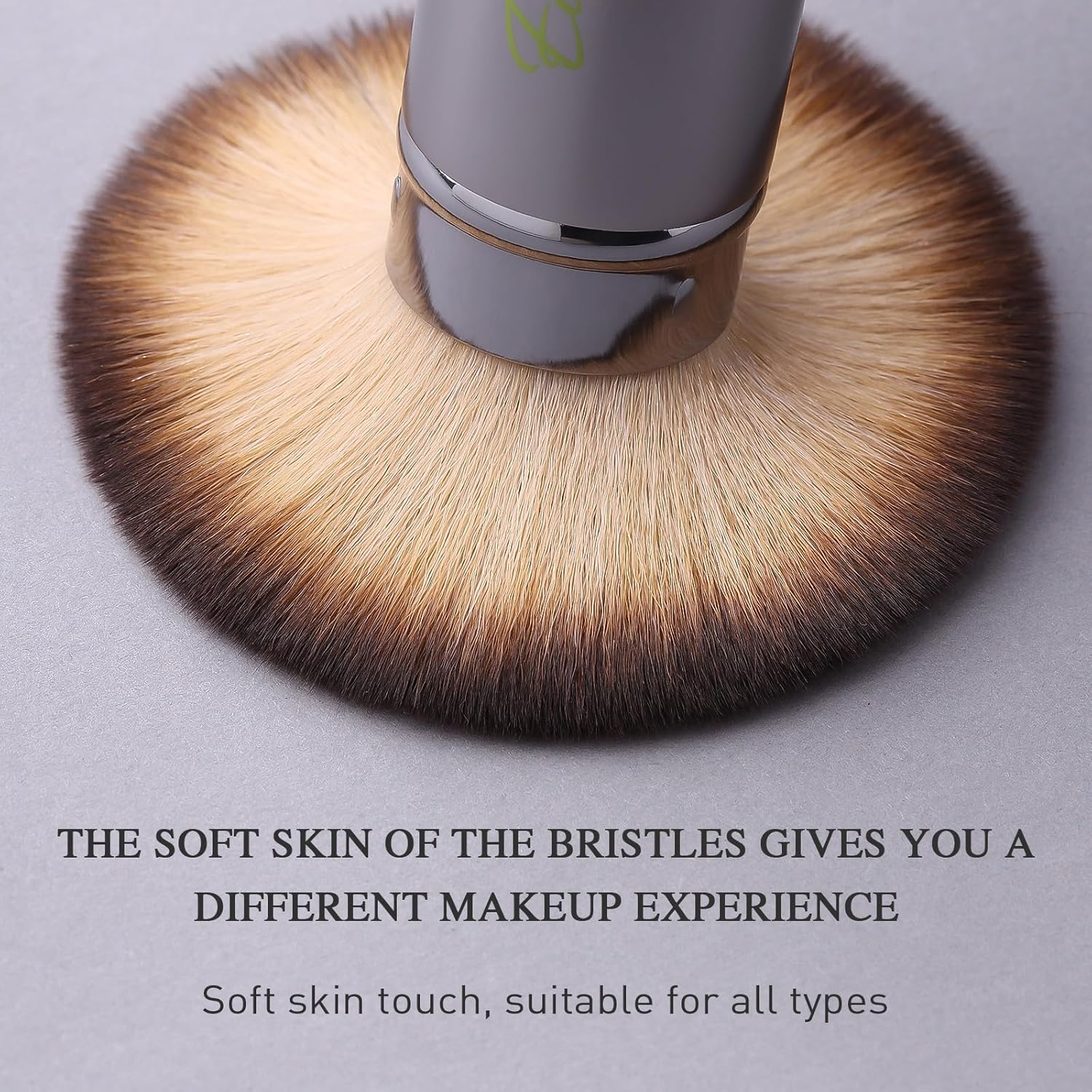 Retractable Kabuki Makeup Brushes 2 Pcs Blush Brushes Set Portable Powder Brushes with Flat and Angled Top for Liquid Cream Cosmetics Travel. (Silver Green) image number 5