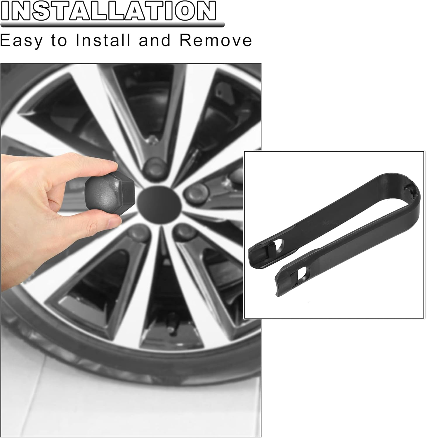 X AUTOHAUX 20Pcs 17Mm ID Wheel Lock Lug Bolt Nut Cover Caps Center Cover Bolt Locking Caps with Clip Tool Set for Audi Gray image number 4