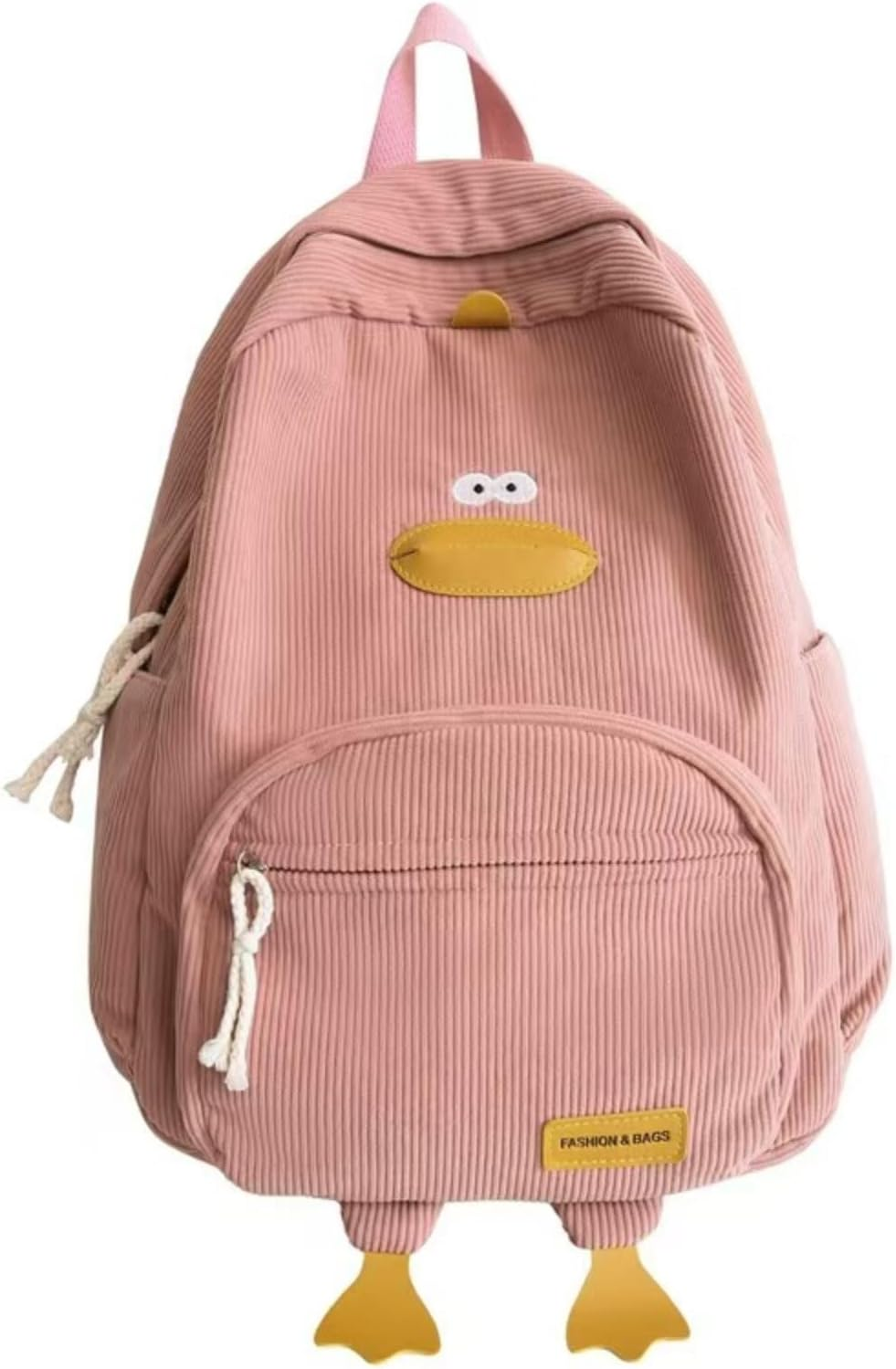 MININAI Novelty Duck Backpack Funny Animal Cartoon Corduroy Backpack Kawaii Aesthetic Laptop Backpack Preppy Stuff