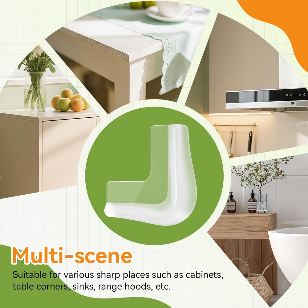 SAFELON 8 PCS Childproof Corner Protector, Baby Safety Table Corner Guard, Silicone Material Baby Proof Bumper Cushion (Clear-White) image number 6