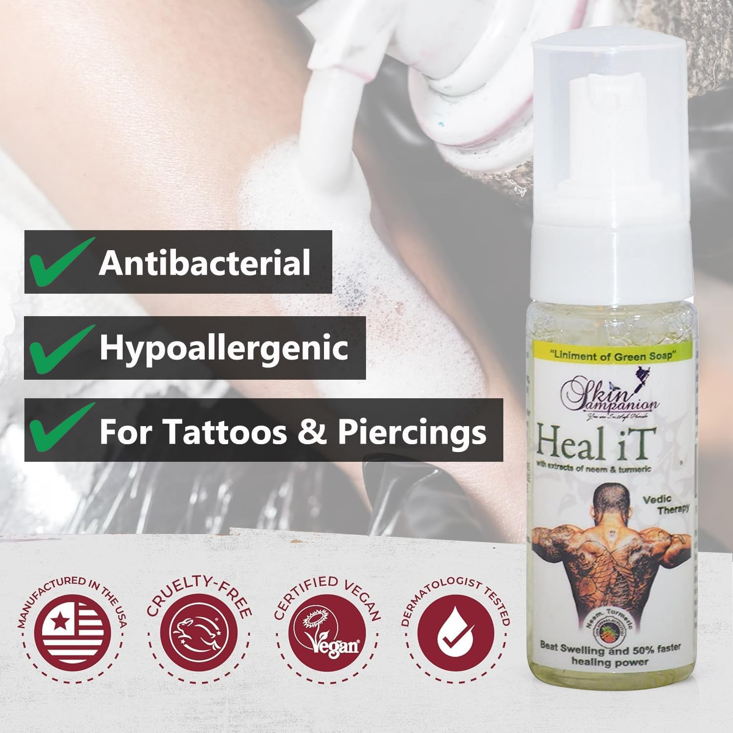 Tattoo Healing and Cleaning Foaming Soap (Heal It-50Ml) image number 1