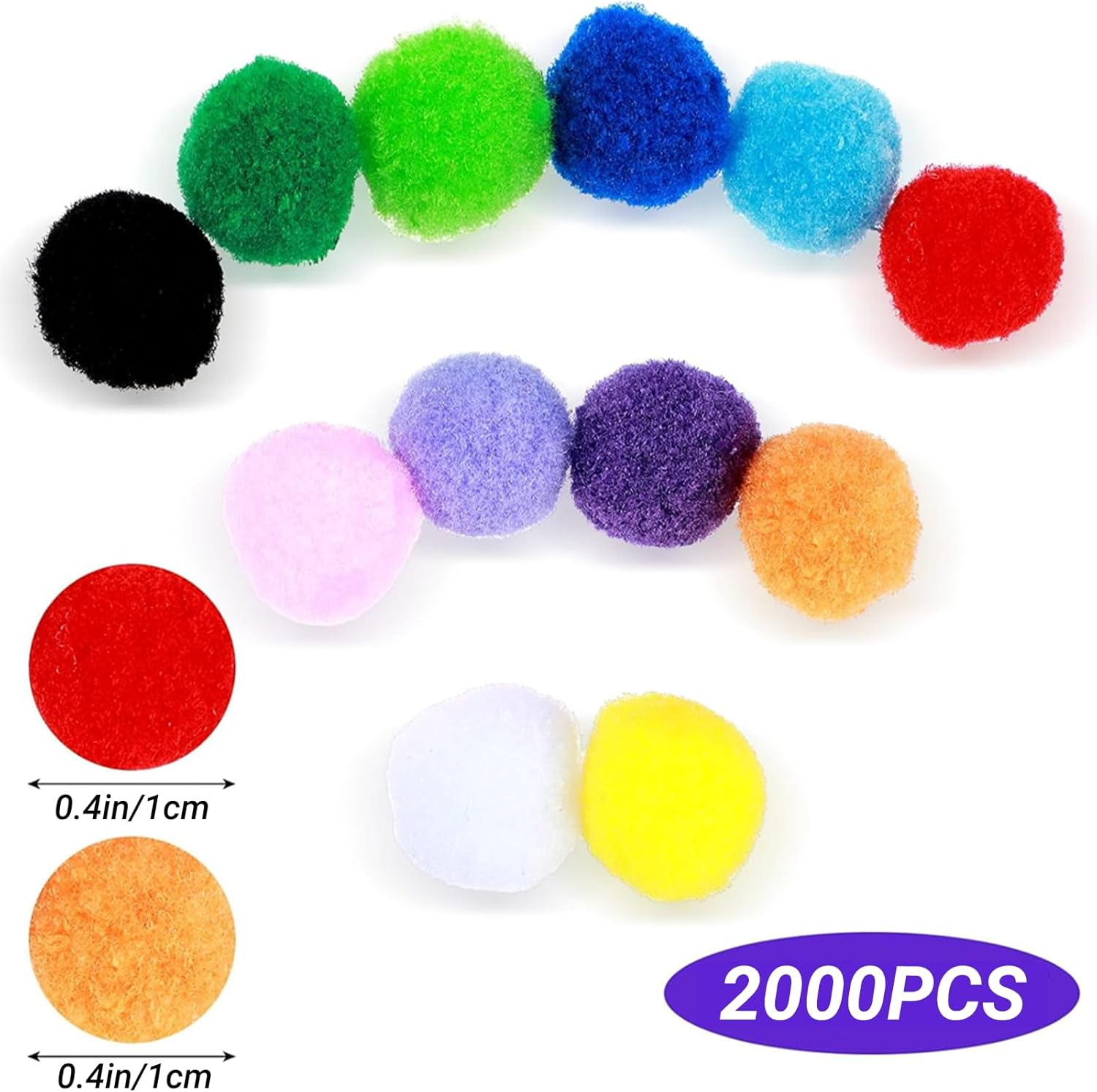 JOWILIN Pom Poms Balls for Crafts, 2000 Pcs 1.5Cm Multicolor Fuzzy Pom Poms Balls, Arts and Crafts Pompoms, Cotton Balls for Kids Crafts, Creative Crafts, Decorations, DIY Art image number 1
