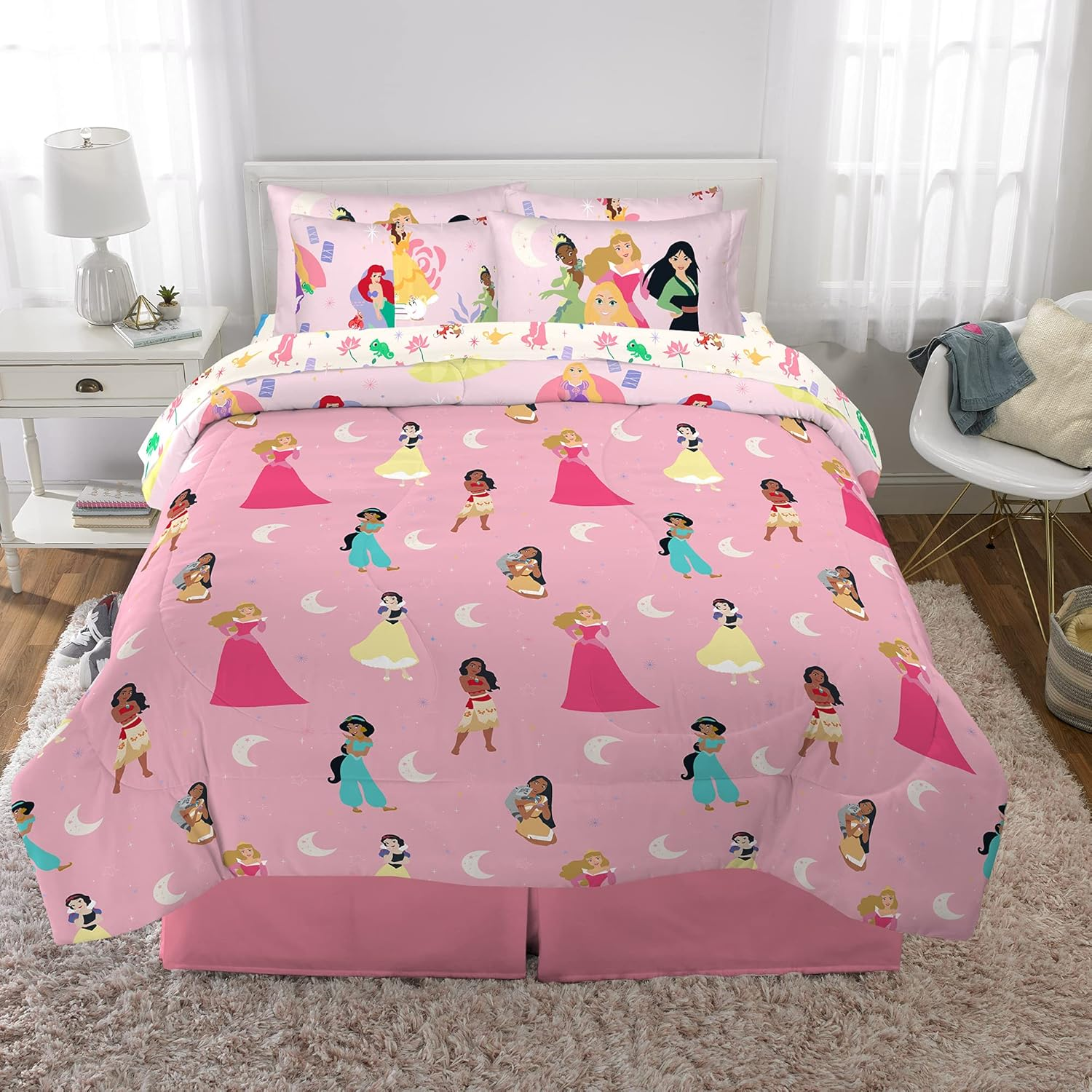 Franco Disney Princess Kids Bedding Super Soft Comforter and Sheet Set with Sham, 7 Piece Full Size, Official Disney Product by (Prints May Vary) image number 6