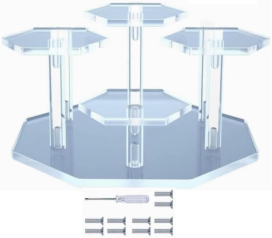 DACUAN Display Stand, 4 Tiers Collectibles Riser for Figures, Transparent Acrylic Shelf for Cupcake, Donuts, Anime Figures image number 2