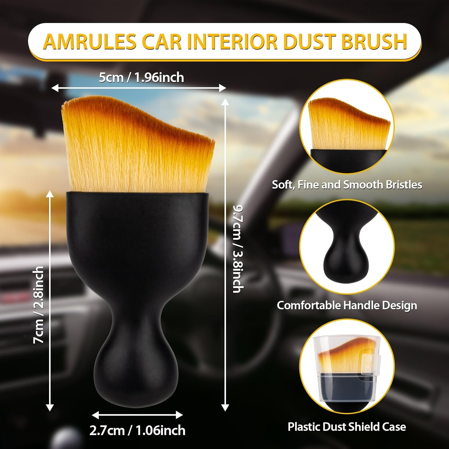 Car Interior Detailing Brush, Auto Car Detailing Brush Dusting Brush, Soft Bristles Car Interior Cleaning Tool for Dashboard Interior, Exterior, Skylight, Leather, Dust Brush (Black) image number 1