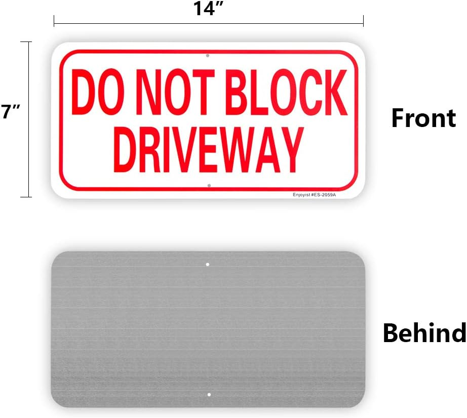 2-Pack Do Not Block Driveway Sign, 14"X 7" .04" Aluminum Reflective Sign Rust Free Aluminum-Uv Protected and Weatherproof image number 1