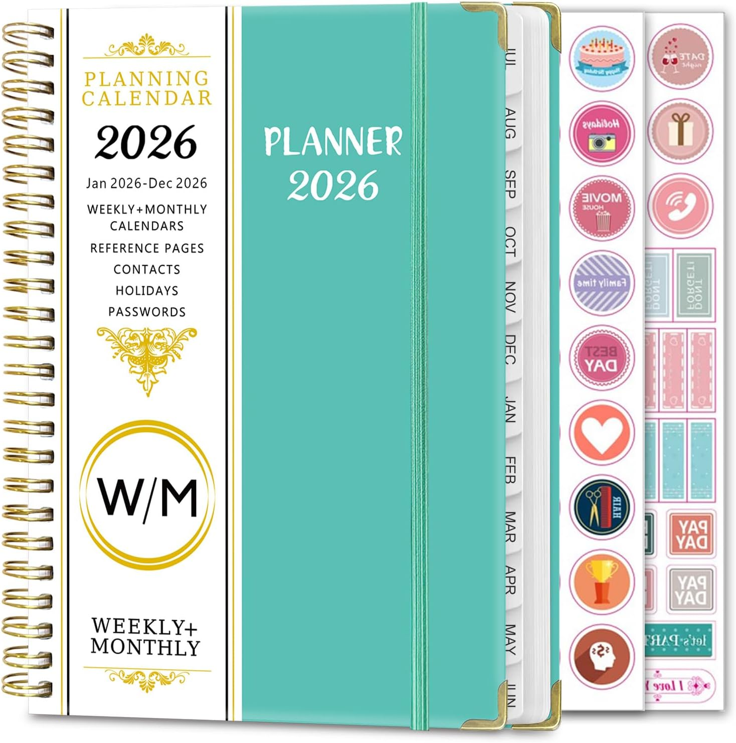 2026 Planner and Diary with Sticker - COZY CORE Weekly and Monthly Planner Spiral Bound, January 2026 - December 2026, Hardcover Planner with Monthly Tabs, Inner Pocket, Perfect for School Home Office