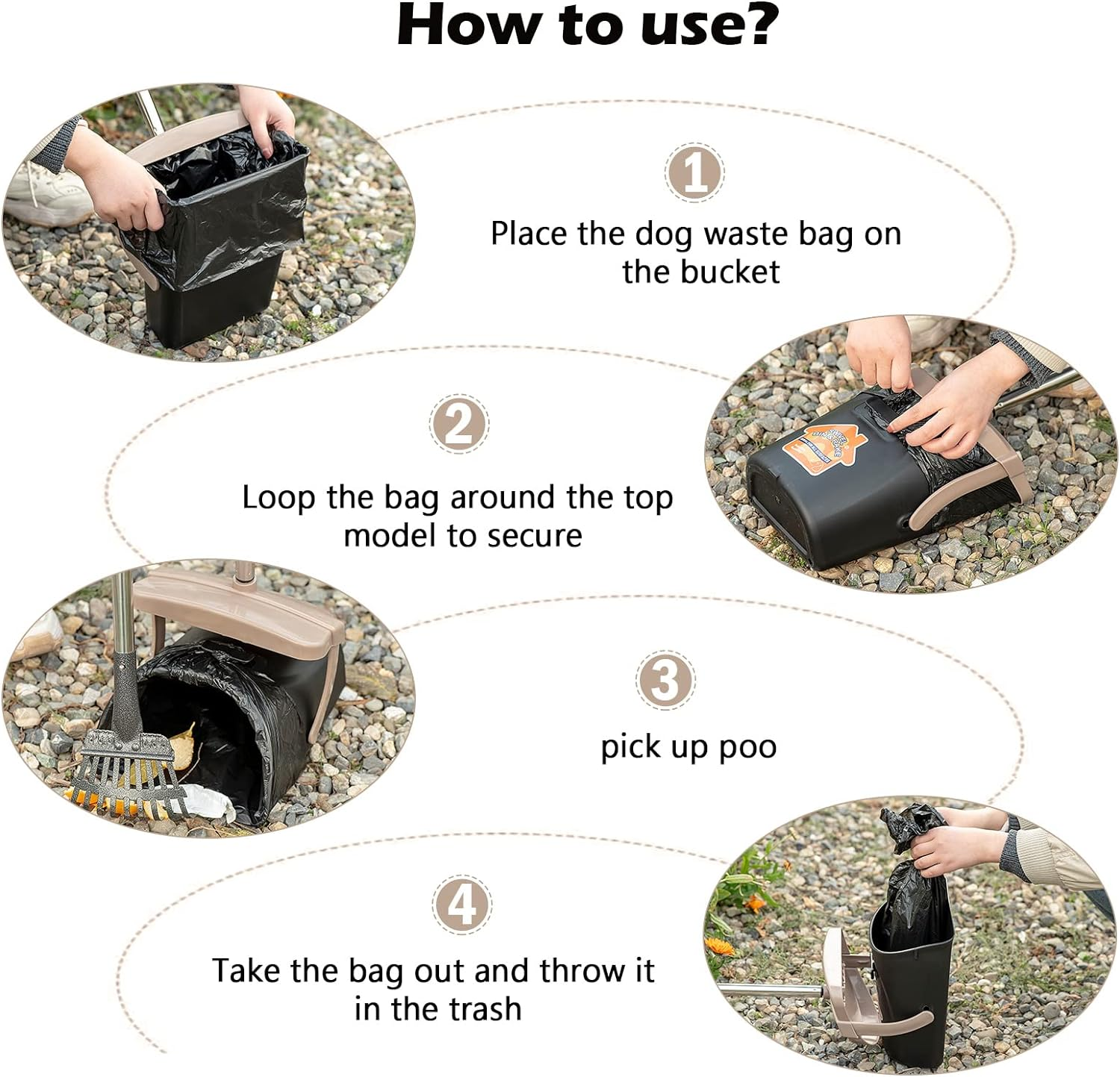 Pooper Scooper Large Swivel Bin,Heavy Duty Metal Rake&Spade for Large & Small Dogs Non-Breakable Dog Poop Scooper with 20 Waste Bags Easy to Clean Pet Waste Use on Grass, Dirt or Gravel - Pet Supplies image number 2