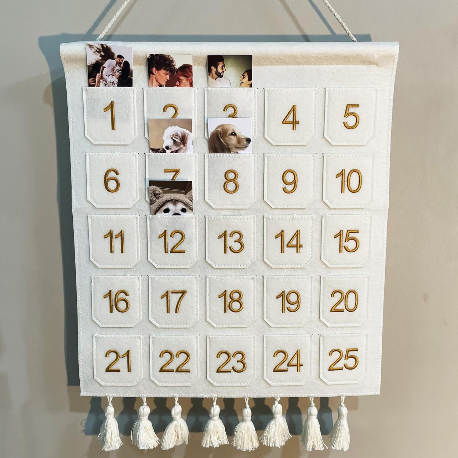 Christmas Countdown Advent Calendar with Pockets,Christmas Picture Countdown Board,Photo Advent Calendar- Advent Calendars for Kids Chocolate & Candy image number 1