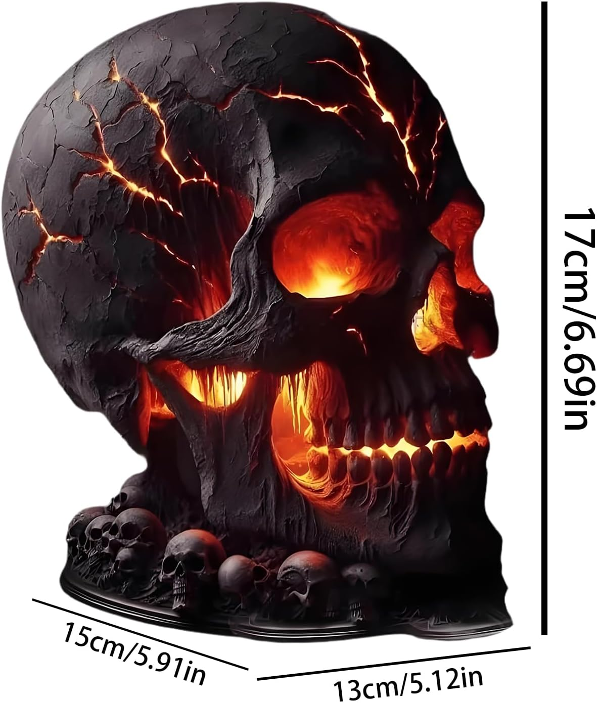 FVPKYUR Skull Light, Skull Flame Light Desk Lamp Halloween Decoration, Gothic Party Decoration for Holidays Indoor Outdoor Living Room Kitchen Garden image number 6