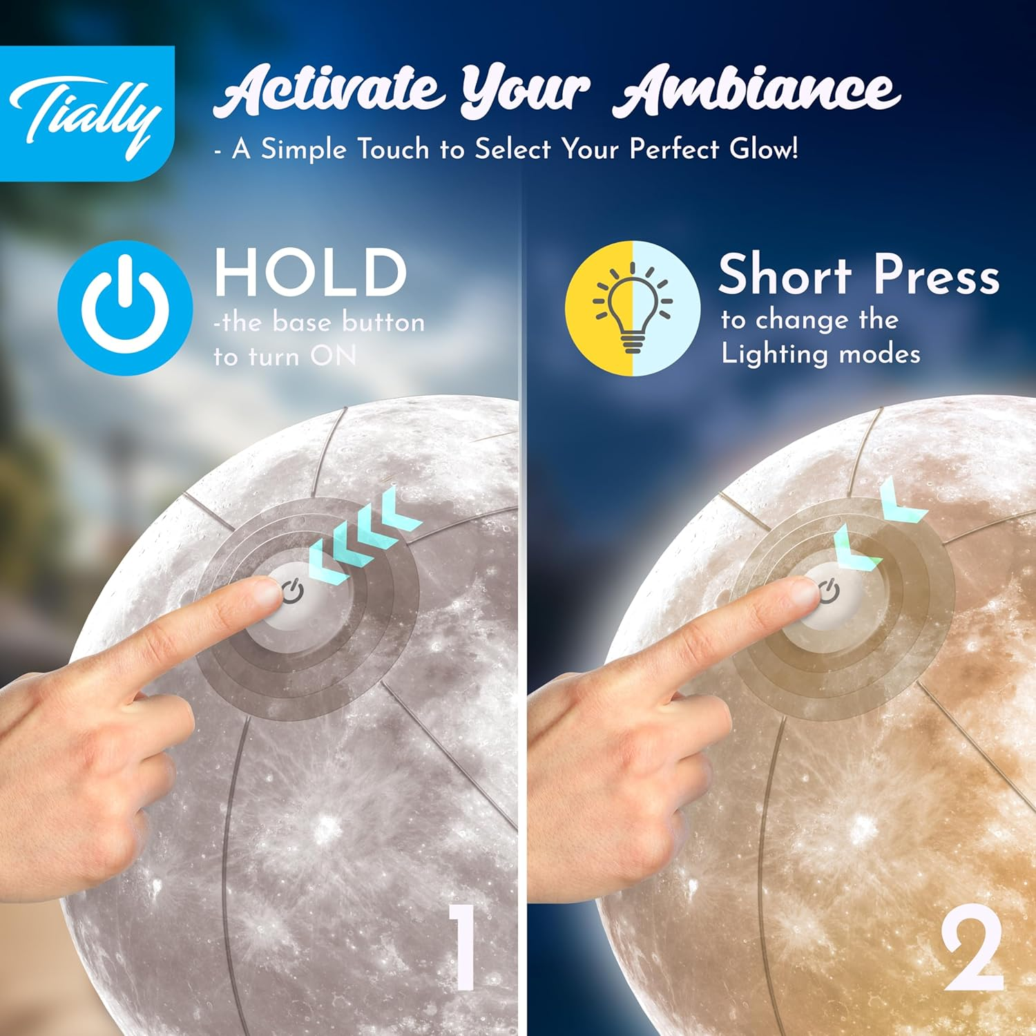 TIALLY Full Moon Floating Pool Lights Solar Powered - 14" Inflatable Light up Pool Balls for Swimming Pool, Solar Pool Lights That Float, Best Gifts for Pool Owners (2 Pack) image number 6