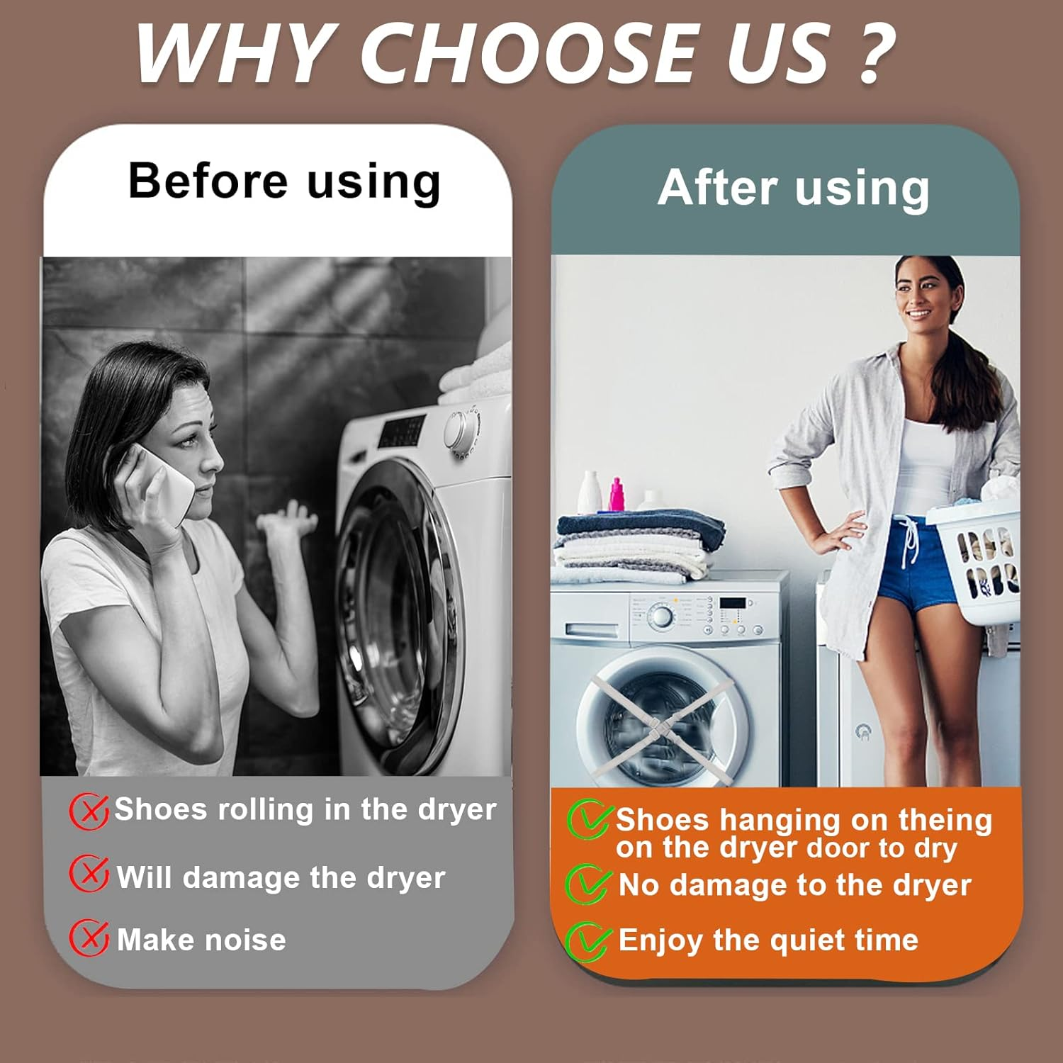 Sneaker Dryering &Washing Machine Bag, Dryer for Shoes, Clothing & Laundry - Elastic Strap Adjuster for Most Dryers Machines Door in Laundry Room (15.7X15.7 Inch) image number 3