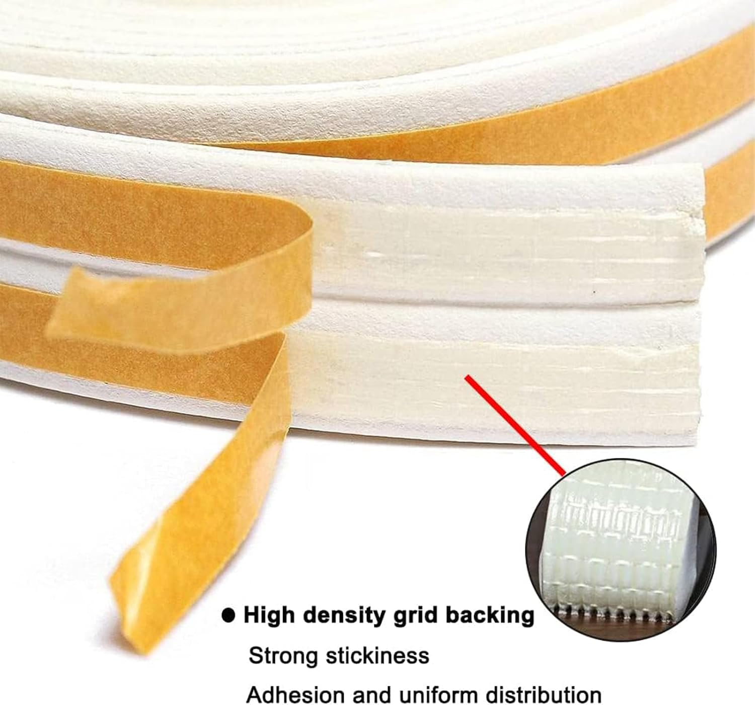 Door Weather Stripping, 20Ft Door Seal Strip,Anti-Collision Sealing Strips,Sealing Tape for Doors Windows,Self Adhesive Rubber Foam Seal Strip Sound Insulation D Type Weather Strips (White) image number 3