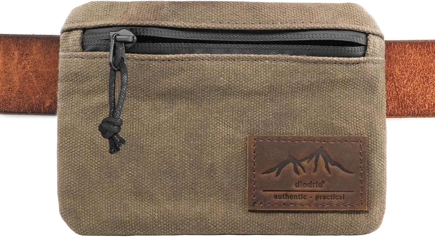 Diodrio Belt Zipper Pouches for Men Women Compact EDC Pouch, YKK Zipper, Anti-Theft Pickpocket Proof Safety Wallets, Waist Pack for Traveling Hiking, Water Resistant, Tough Waxed Canvas, Olive