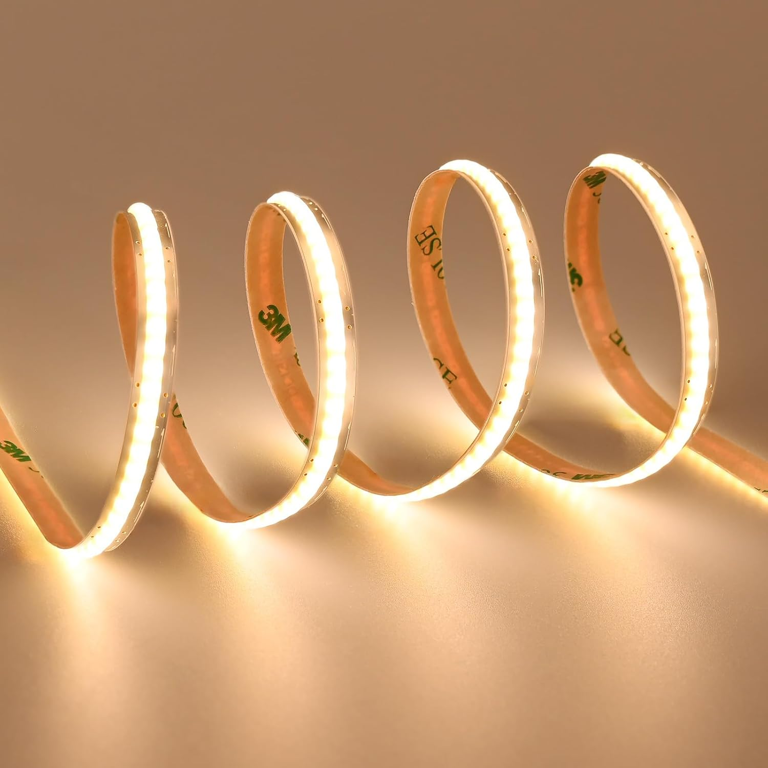 TOPAI 12V Narrow 6.6Mm COB LED Strip Light 3000K Warm White 5M Flexible 3M Adhesive Tape, CRI>90 400Leds/M 7W/M Dotless High Density for Cabinet/Stairs/Shop DIY image number 5