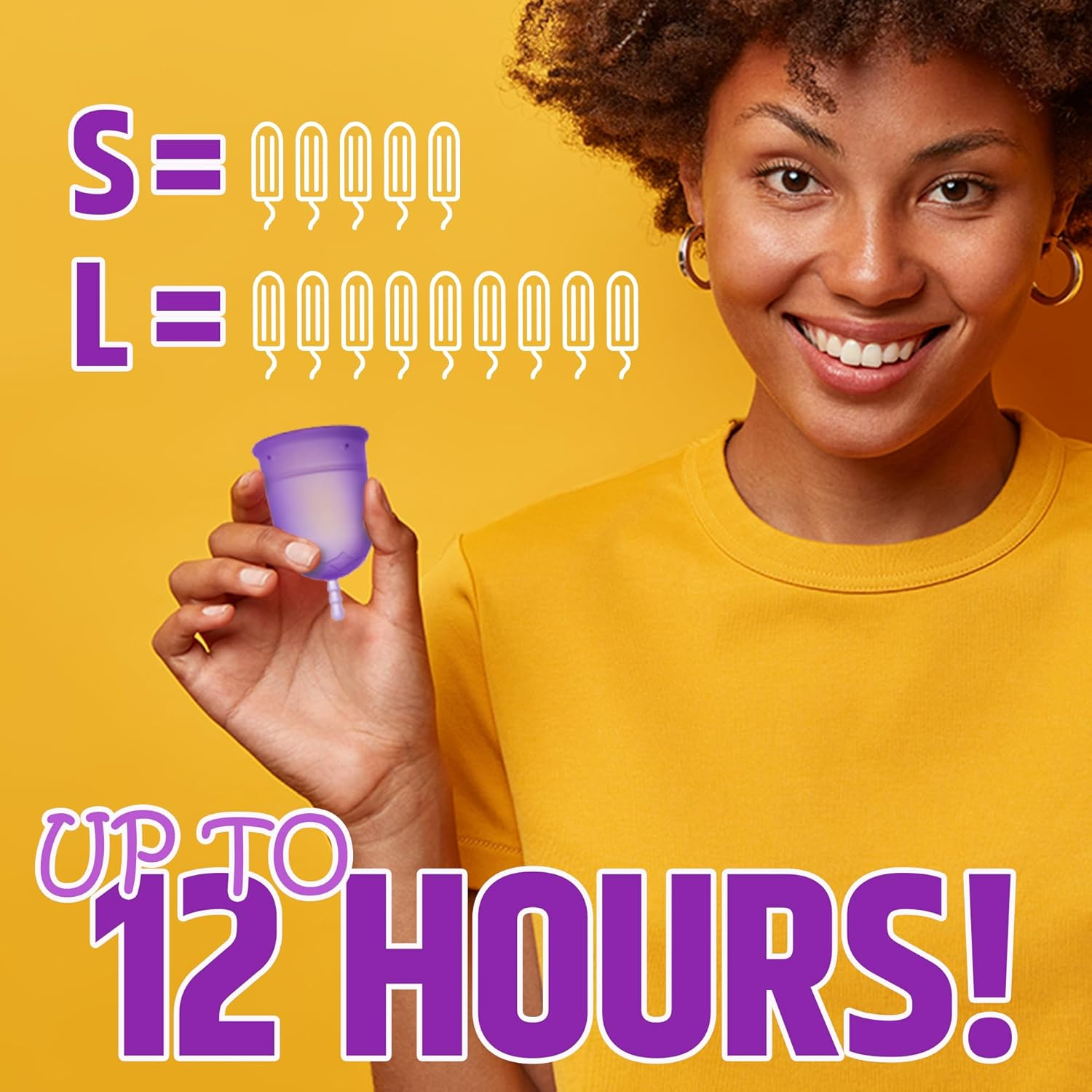 Venus Menstrual Cup - FDA Registered & 100% Medical Grade Silicone Reusable Period Cup - Unique Design to Ease Your Period Cycle - Large Capacity for Heavy Flow - Made in USA - Size Large - Purple image number 5