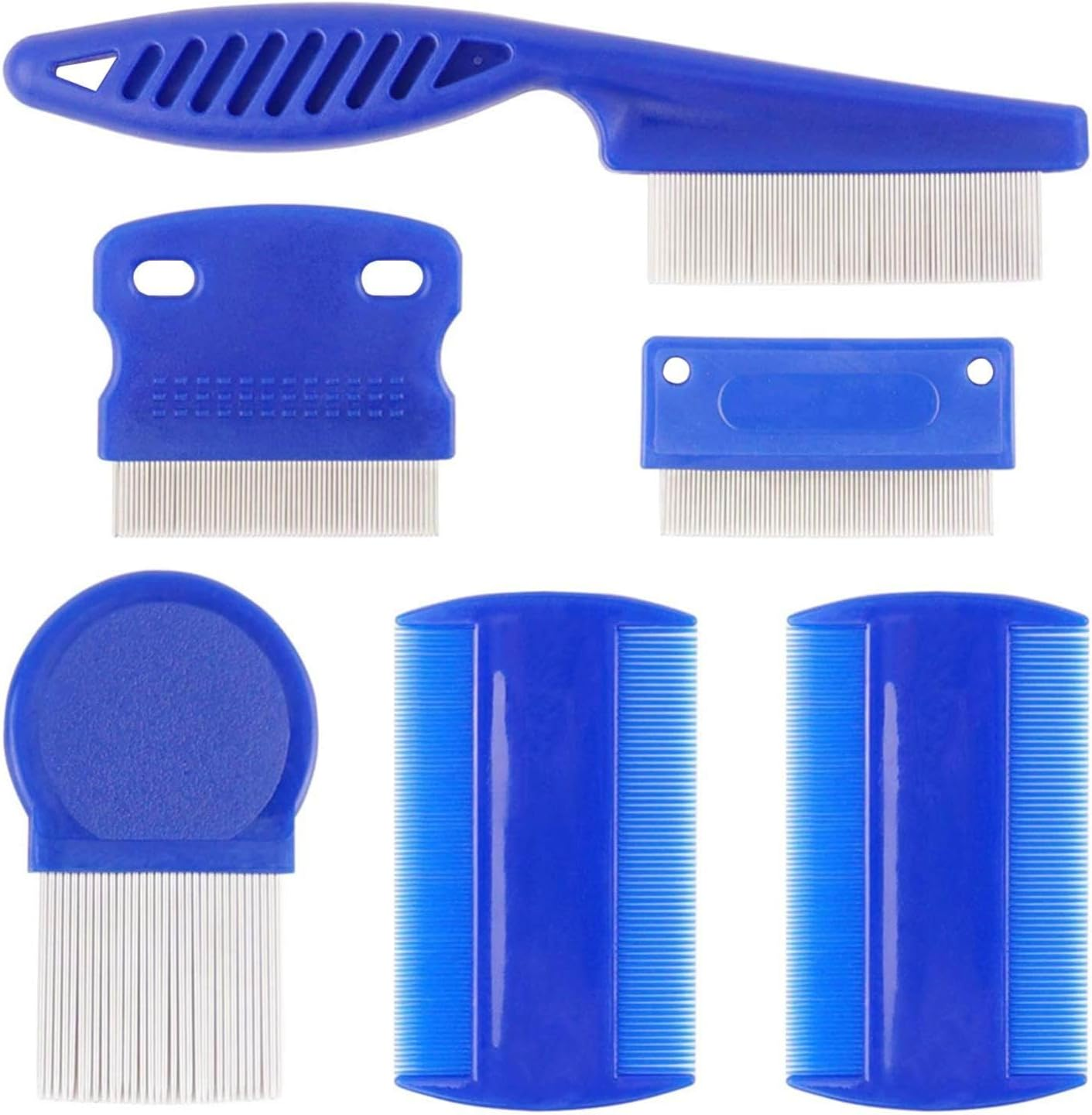 Dog Grooming Comb Pet Care Flea Comb for Cat Dog Pet Stainless Steel Comfort Flea Hair Comb Flea Tick Comb 6Pcs 1Set