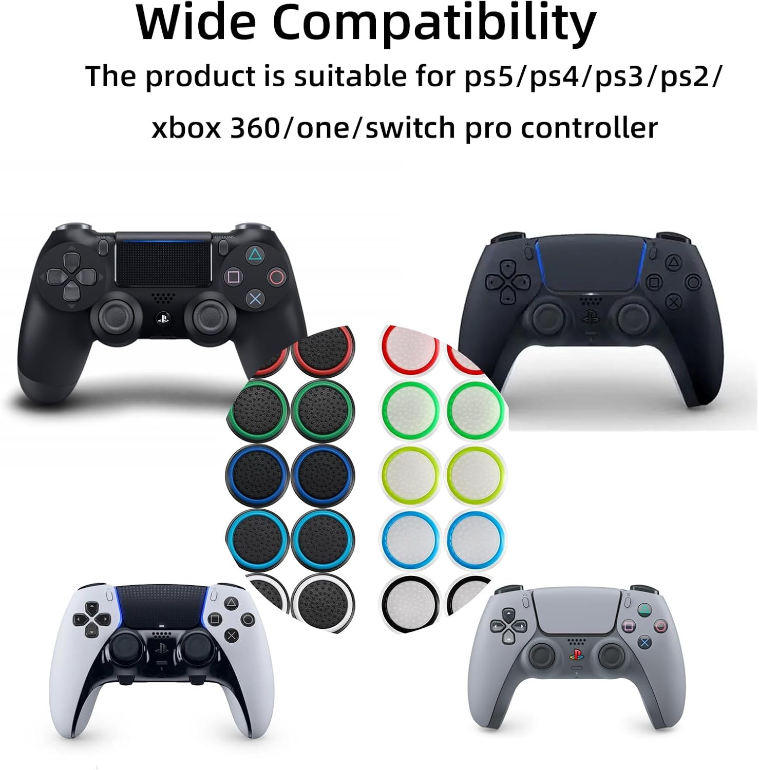 Suytvenxau 20Pieces Analog Stick Joystick Controller Performance Thumb Grips Compatible with PS5, PS4, Xbox One, Xbox Series X/S - Durable Thumb Grips, Long-Lasting Joystick Grips