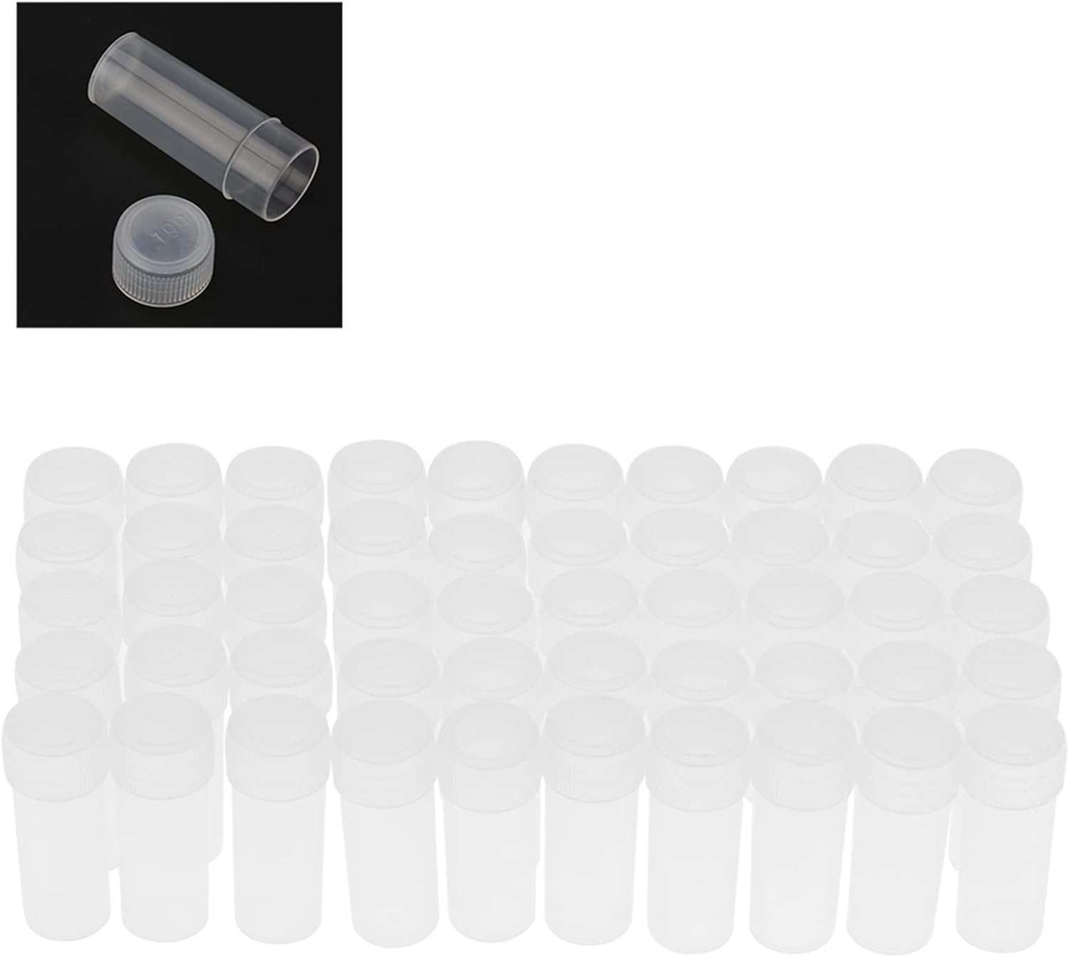 5Ml Volume Plastic Sample Bottles, Vial Storage Tube Bottles Translucent Bottle Vials Test Tubes with Screw Caps for Shampoo Lotions Emollient Water Shower Gel Emulsion Toiletry Labs