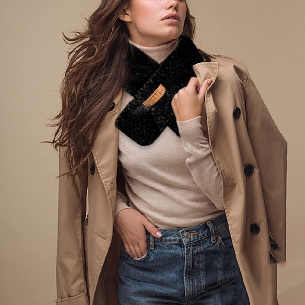 Womens Faux Fur Collar Scarf,Morechioce 90Cm&times;10Cm Winter Artificial Rabbit Fur Scarf - Grey image number 5