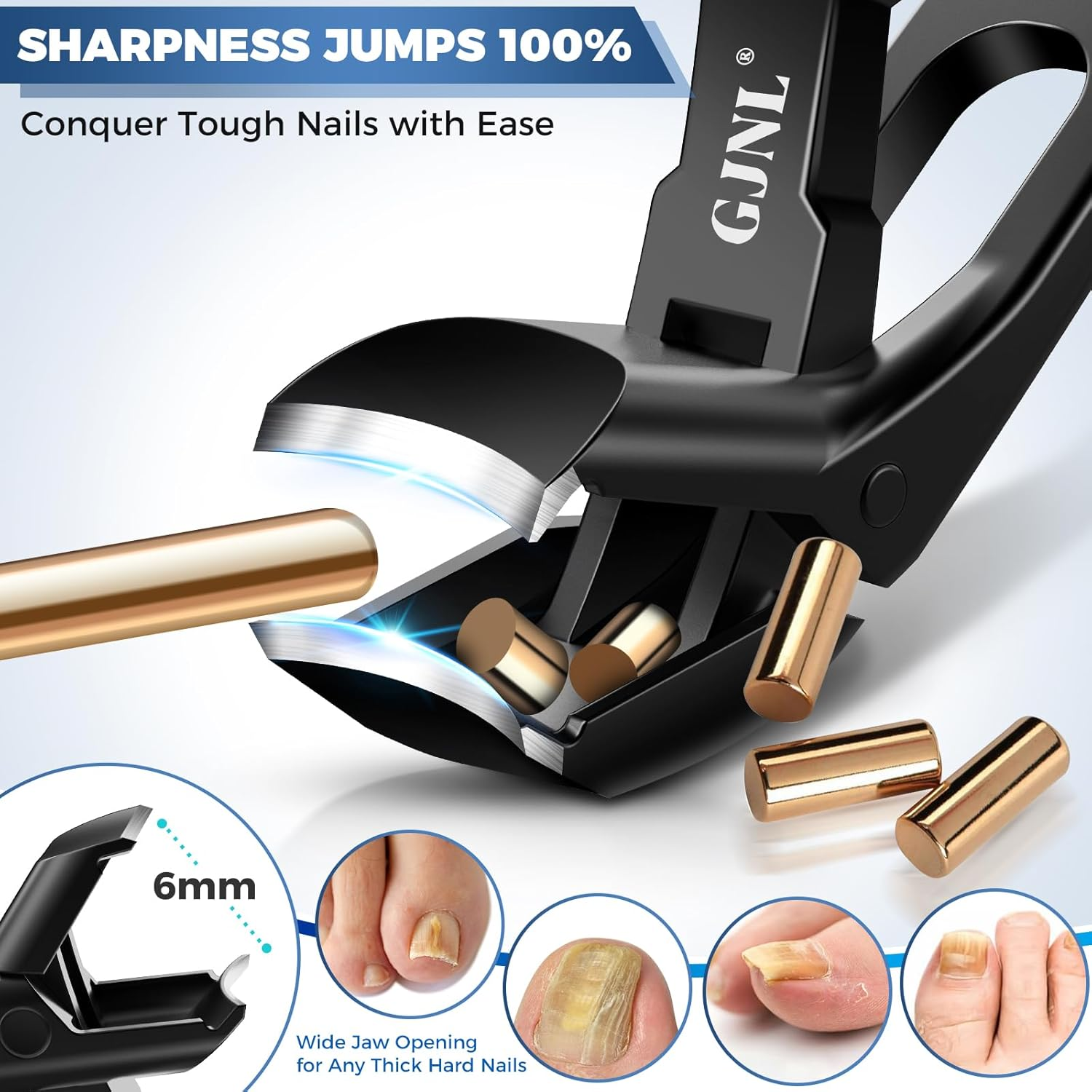 Toenail Clippers for Seniors Thick Toenails, Upgrade Angled Nail Clipper for Seniors, Toe Nail Clippers for Men with Wide Jaw Opening, Sharp Heavy Duty Fingernail Clipper Cutter with Catcher image number 1