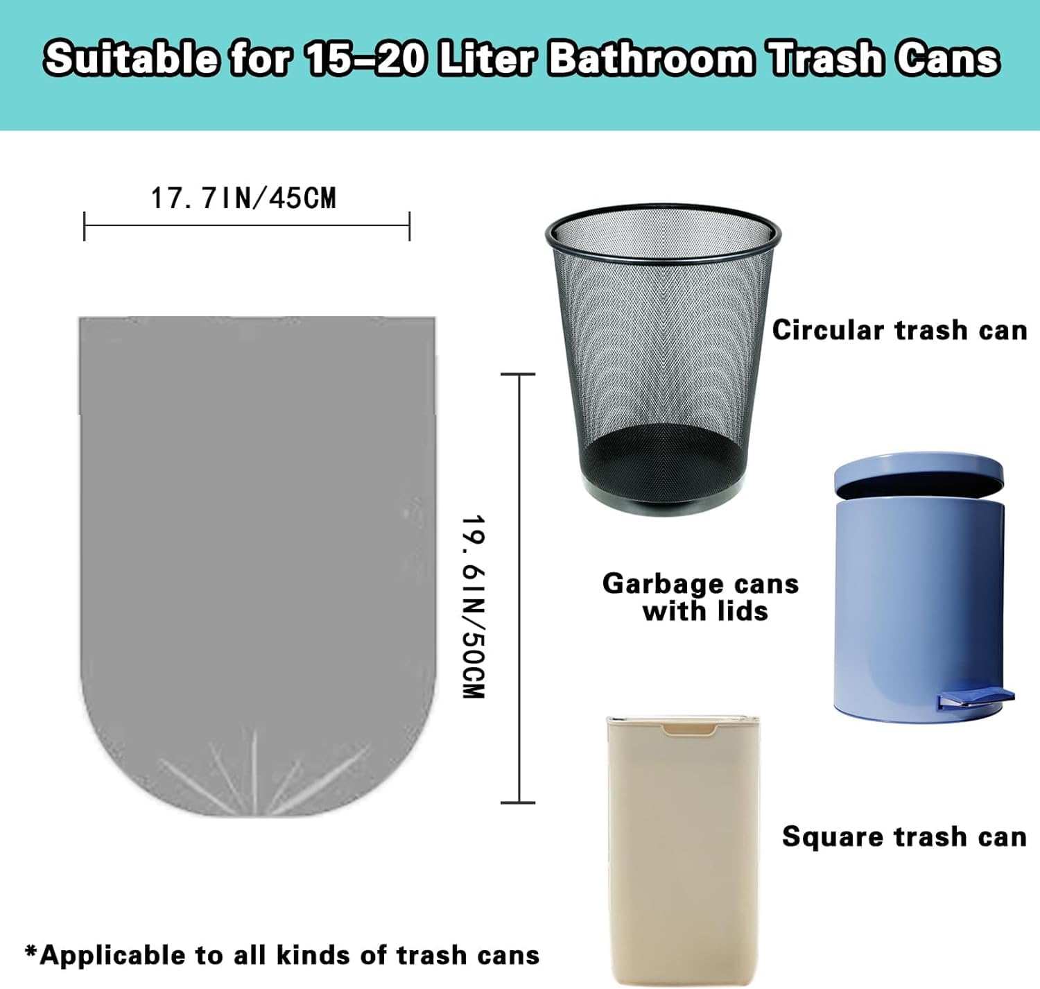 10Rolls 200 Counts Garbage Bags Strong Thin Material Disposable Kitchen Garbage Bags, Durable Plastic Trash Bags for Office Home Bedroom Garden Waste Bin (Silvery) image number 4