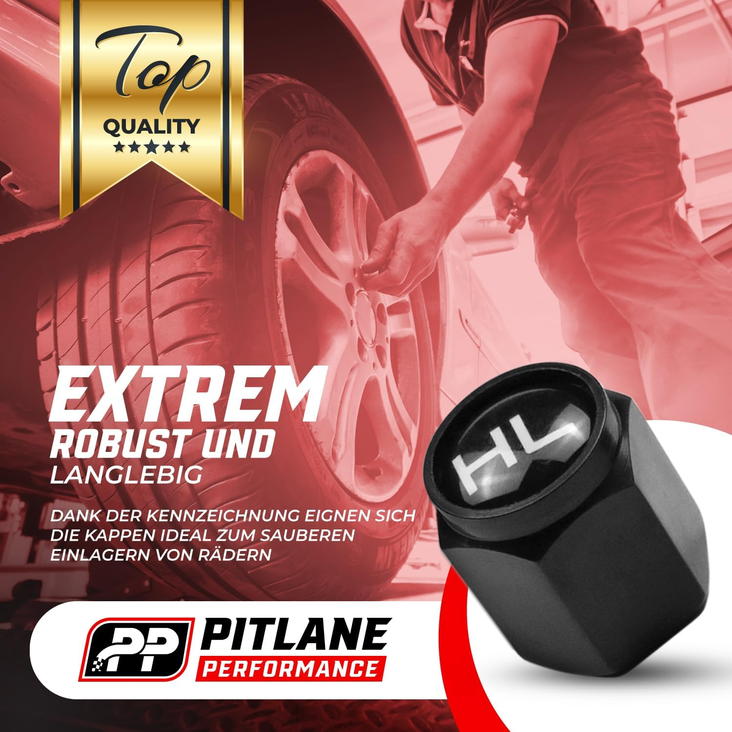 Valve Caps with Lettering Set of 8; Valve Covers with Marking Ideal for Storing Winter Tyres and Summer Tyres for Cars, Suvs, Motorbikes and Much More (Black)