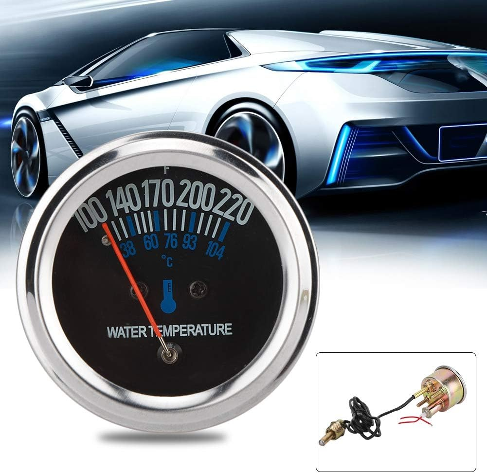 Metal Car 52Mm Mechanical Water Temperature Thermometer Gauge 12V Yellow Light image number 5