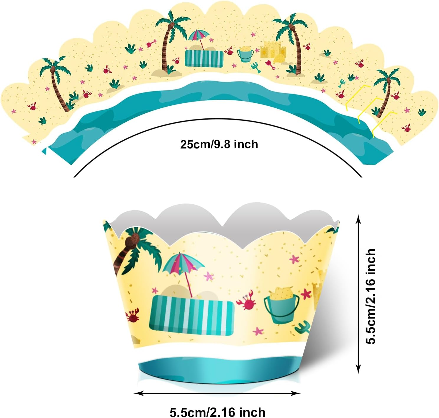 24Pcs Dessert Cupcake Wrappers Pick for Ice Cream Hot Summer Hawaii Beach Theme Decor Supplies Baby Shower Girls Boys Happy Birthday Party Decorations image number 6