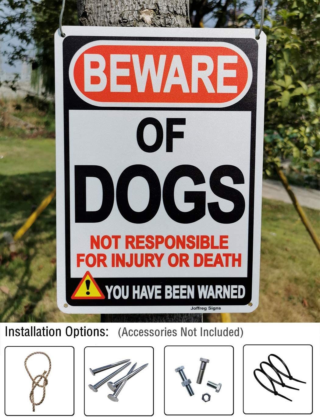 Joffreg Beware of Dogs Sign,Dog Warning Sign,18 X 25 Cm,Reflective Aluminum,Uv Printed,Weather Resistant,Waterproof,Durable Ink,Easy to Mount,Indoor or Outdoor Use,2 Pack image number 2
