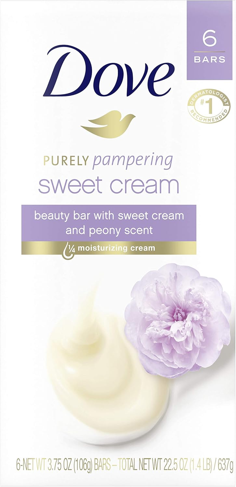 Dove Purely Pampering Beauty Bar, Sweet Cream & Peony 4 Oz, 6 Bar image number 6