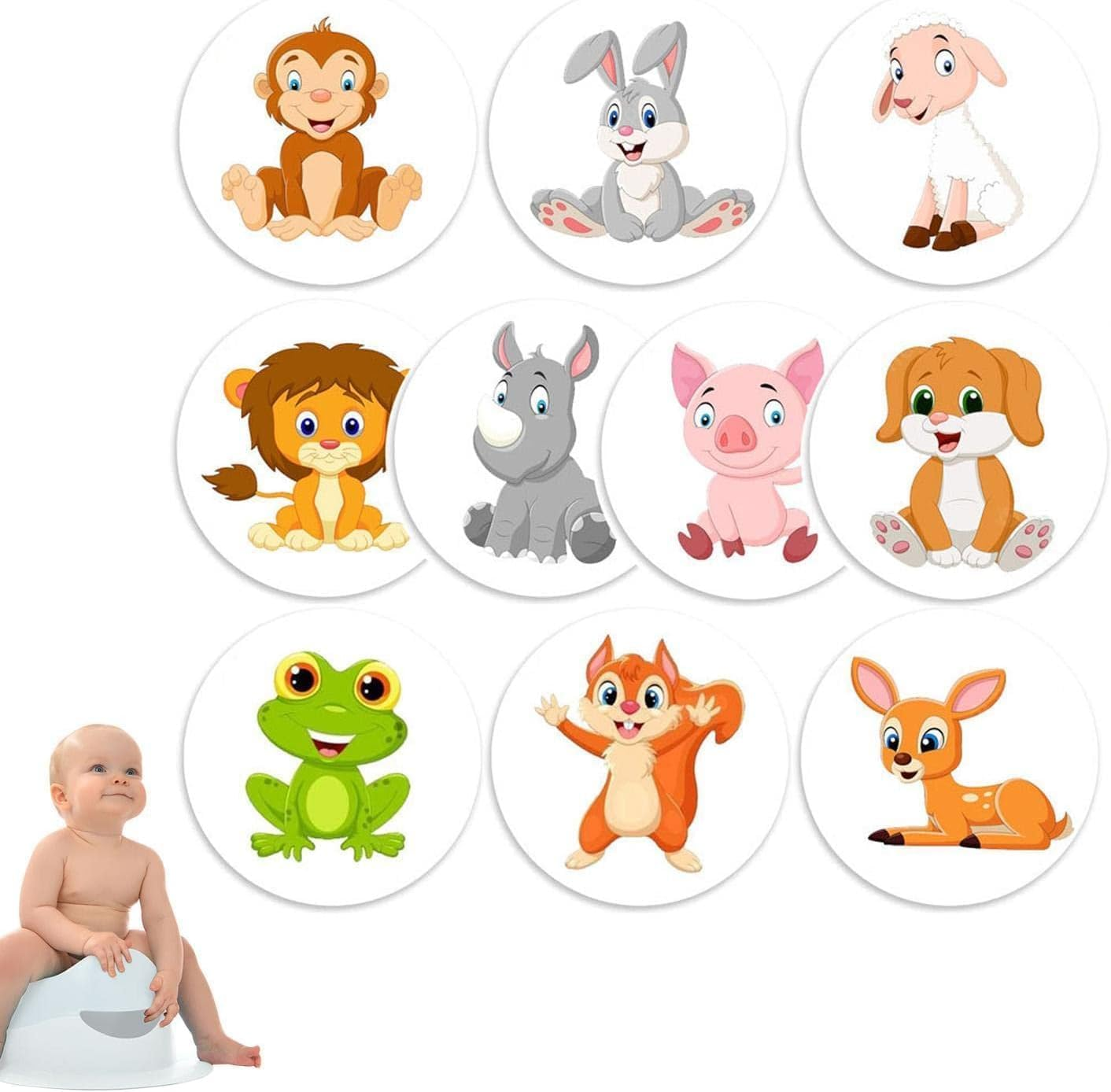 Potty Training Reveal Seat Stickers for Boys and Girls - Reusable Fun Magic Toilet round Stickers with 10 Different Designs image number 5