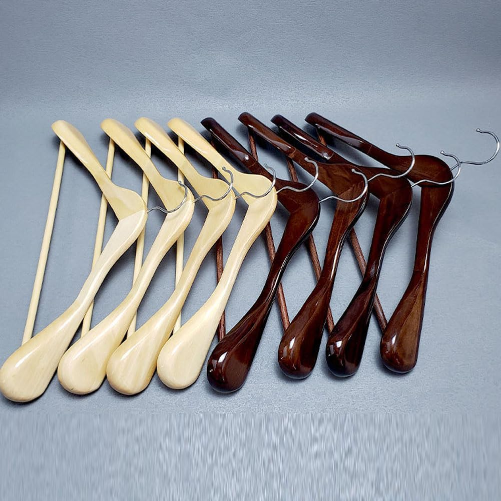 ADTZYLD Luxury Wide Shoulder Wooden Hangers with Extra-Wide Shoulder,6 Pack Wood Coat Hangers for Jacket Outerwear Shirt Hanger 360 Degree Swivel Hooks Anti-Slip Bar with Screw (Natural) image number 4
