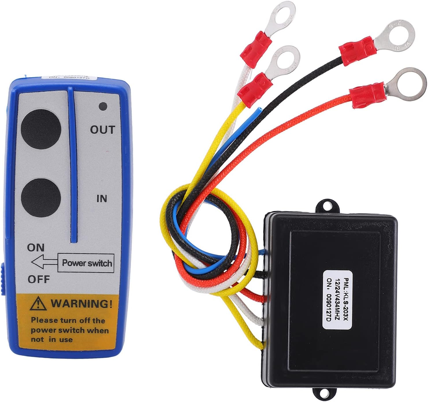 Handset Switch Controller, Easy Installation 12V 24V Portable 434MHZ Winch Wireless Remote Control Kit Heavy Duty with Indicator Light for Truck ATV SUV (Blue) image number 1