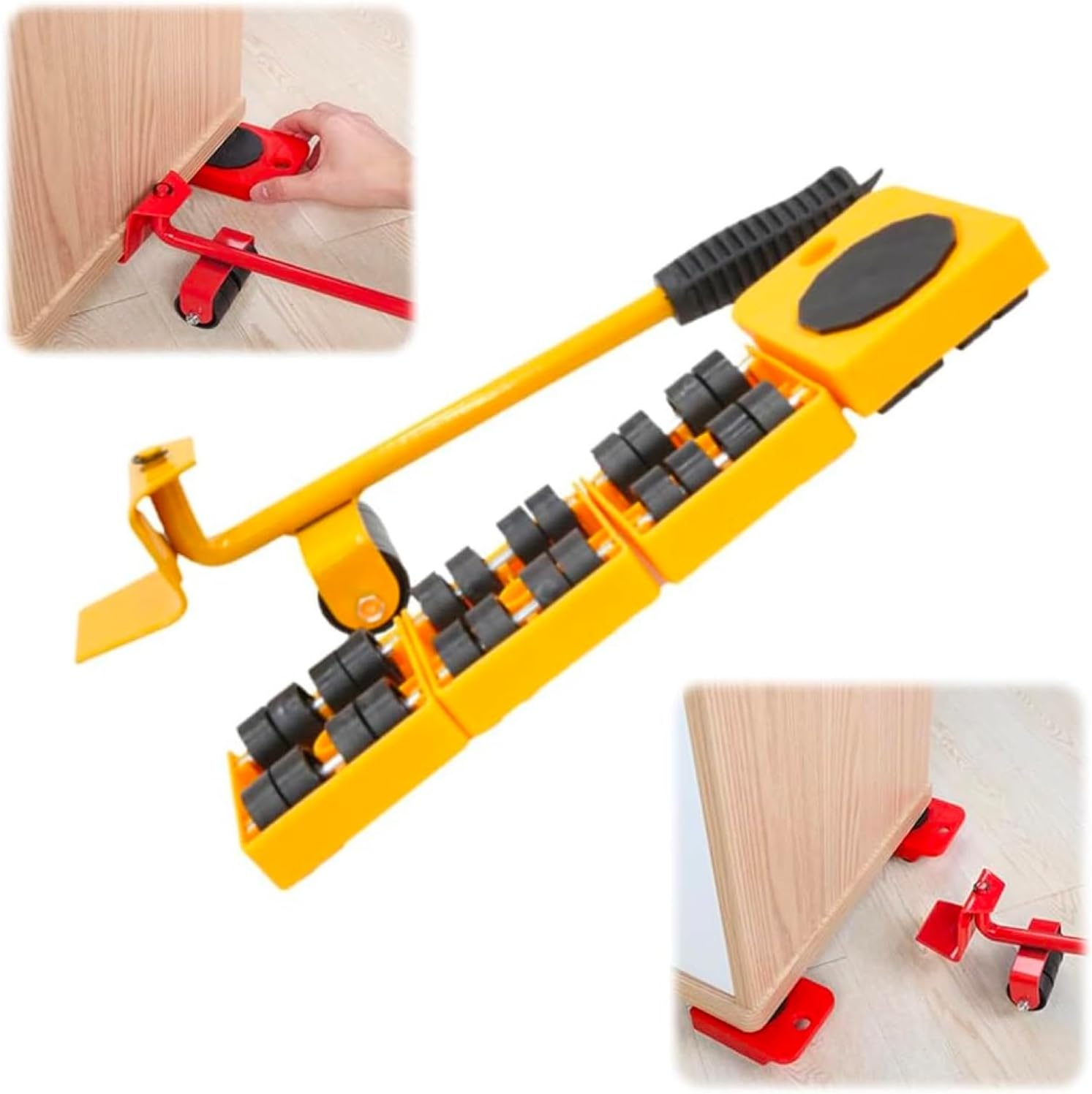 Heavy-Duty Furniture Mover Set - Appliance Dolly with Adjustable Lever & 4 Non-Marring Wheels, Commercial-Grade Steel Sliding Tool for Sofa/Fridge/Washer Relocation (Blue)