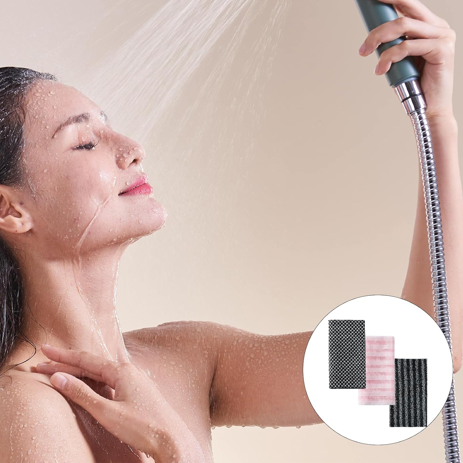 Pack of 3 Back Scrubber for Shower, Body Scrubber, Exfoliating Shower Towel, Back Brush, Back Sponge, Antibacterial Exfoliating Towel, African Net Sponge, Labour-Saving, Thorough Cleaning image number 5