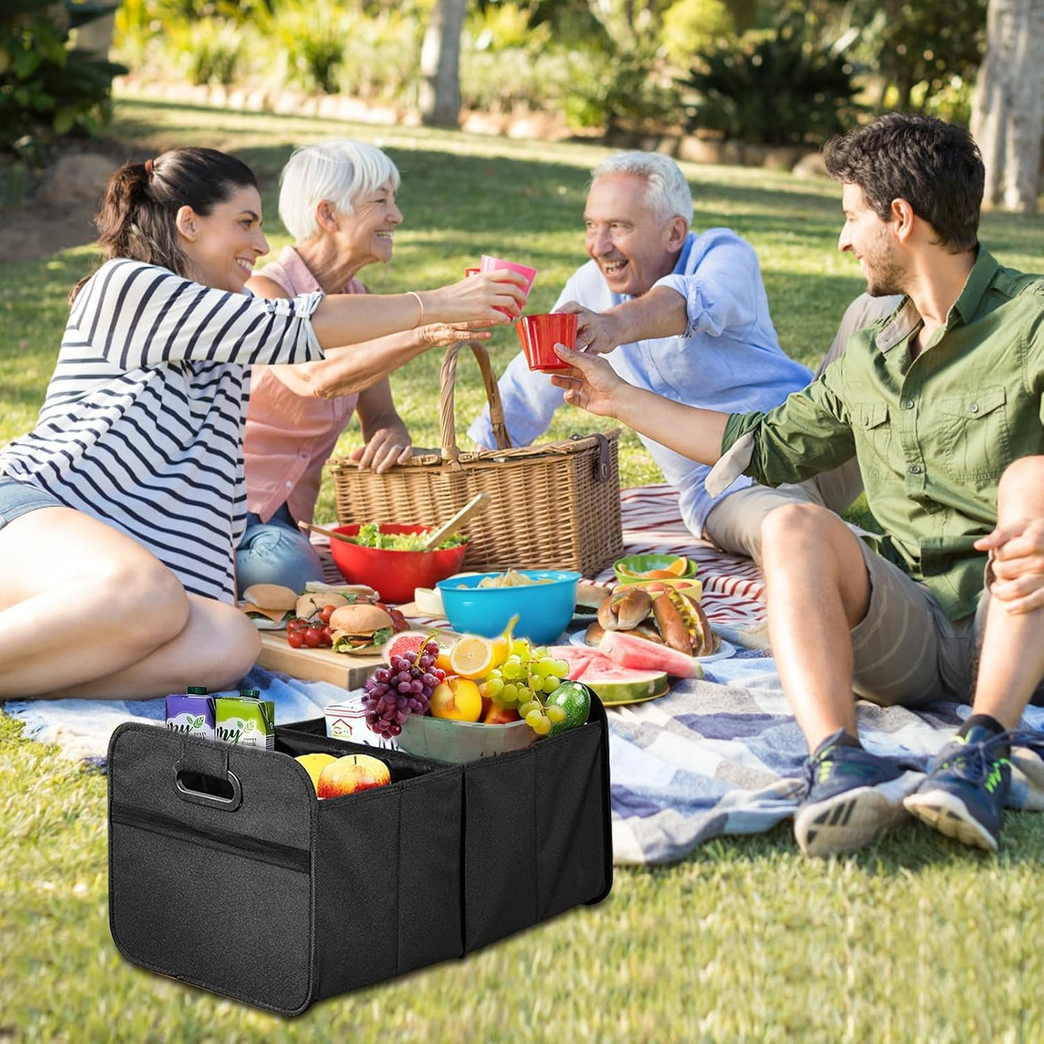 ZANZER Car Boot Organiser, Car Storage Organiser with Reinforced Base and Comfort Handle, Car Tidy Accessories, Collapsible Multi Compartment Car Organiser image number 5