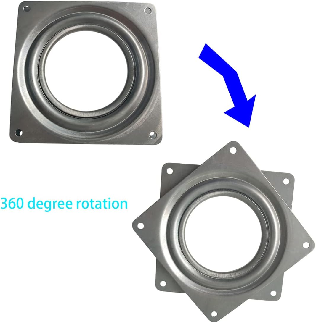 2 Pcs 4 Inch Susan Turntable Bearings Susan Turntable Lazy Susan Turntable Square Rotating Bearing Plate Lazy Susan Hardware Swivel Plate, for Swivel Plate,Corner Cabinet,Revolving Shelve in Kitchen image number 3
