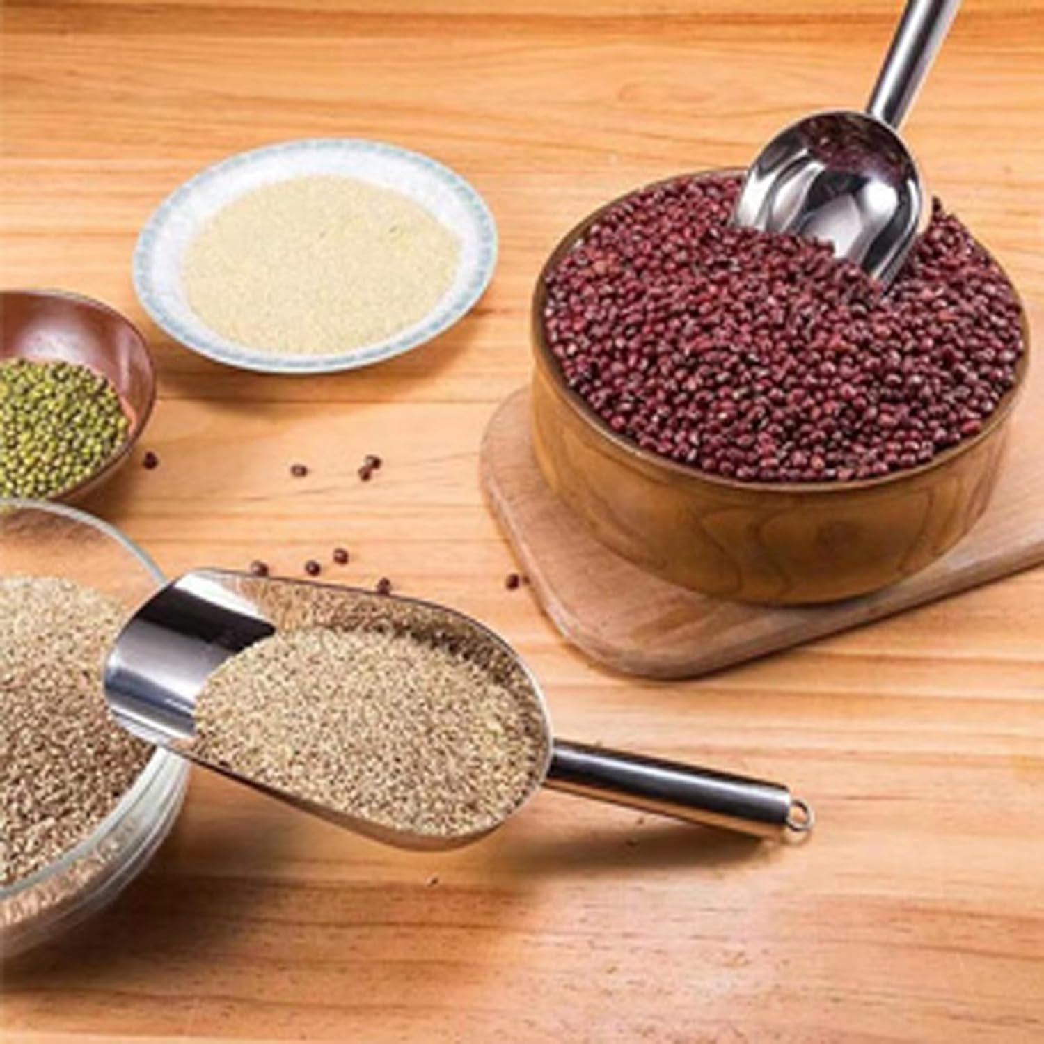 FX Stainless Steel Ice Scooper,Small Metal Scoops for Kitchen Bar Party Wedding,Thick,Dishwasher Safe,8 Oz,By image number 4