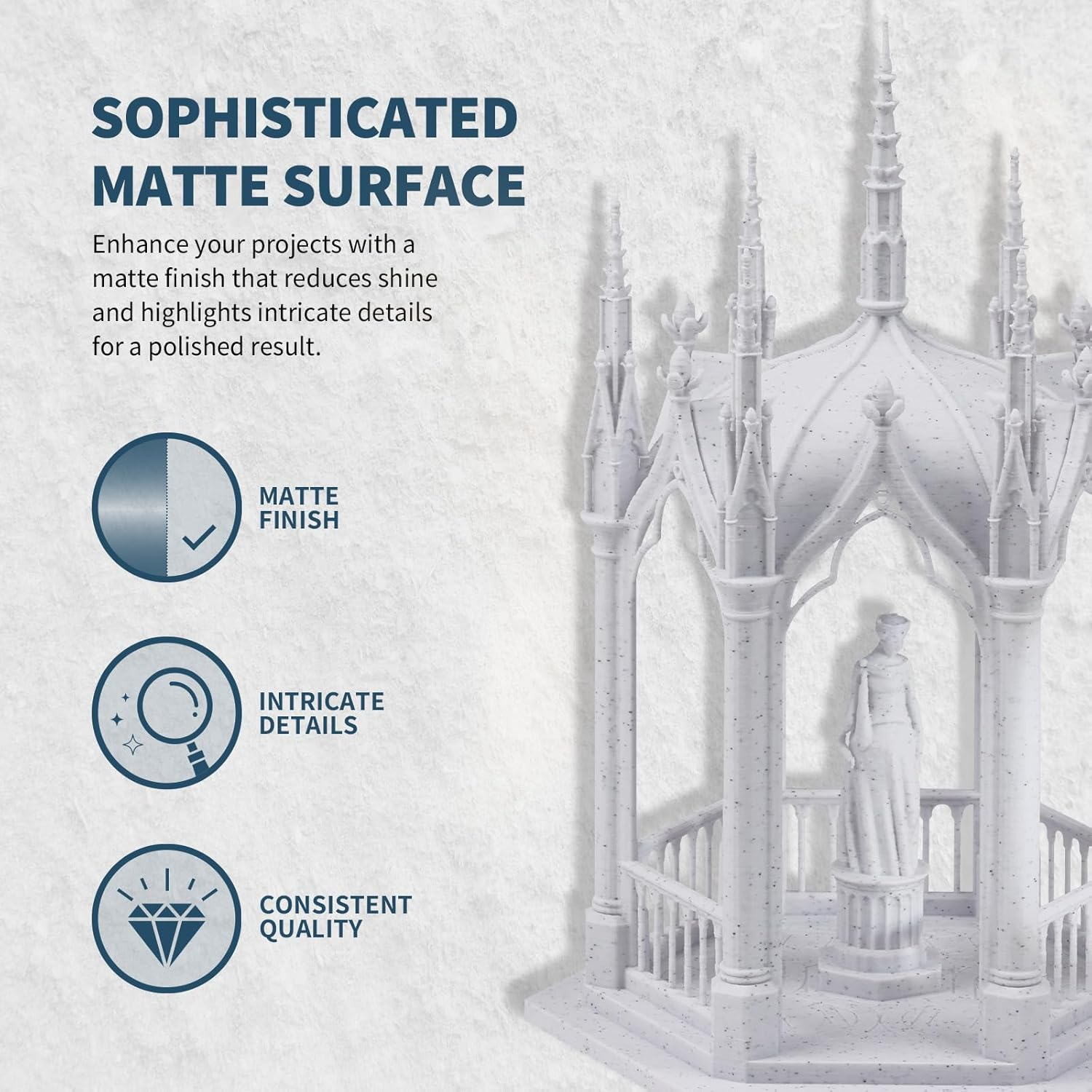 OVERTURE Rock PLA Filament 1.75Mm, Marble PLA 3D Printer Filament 1Kg Spool (2.2Lbs), Dimensional Accuracy +/- 0.02 Mm, Fit Most FDM Printer (Rock White) - 02-Fossil Rock image number 3