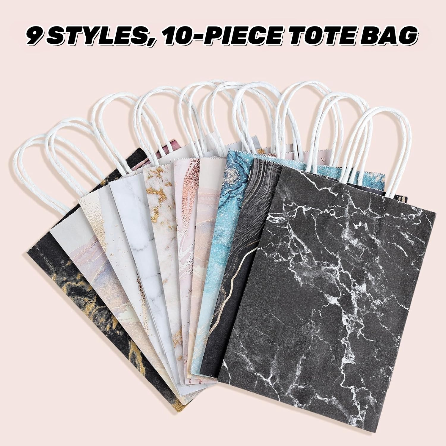 Kraft Paper Gift Bags with Handles, Pack of 10 Gift Bags, Kraft Paper Bags with Handle, Multiple Colours, Party Bag Set, Suitable for Wedding, Birthday, Party Accessories and Gifts